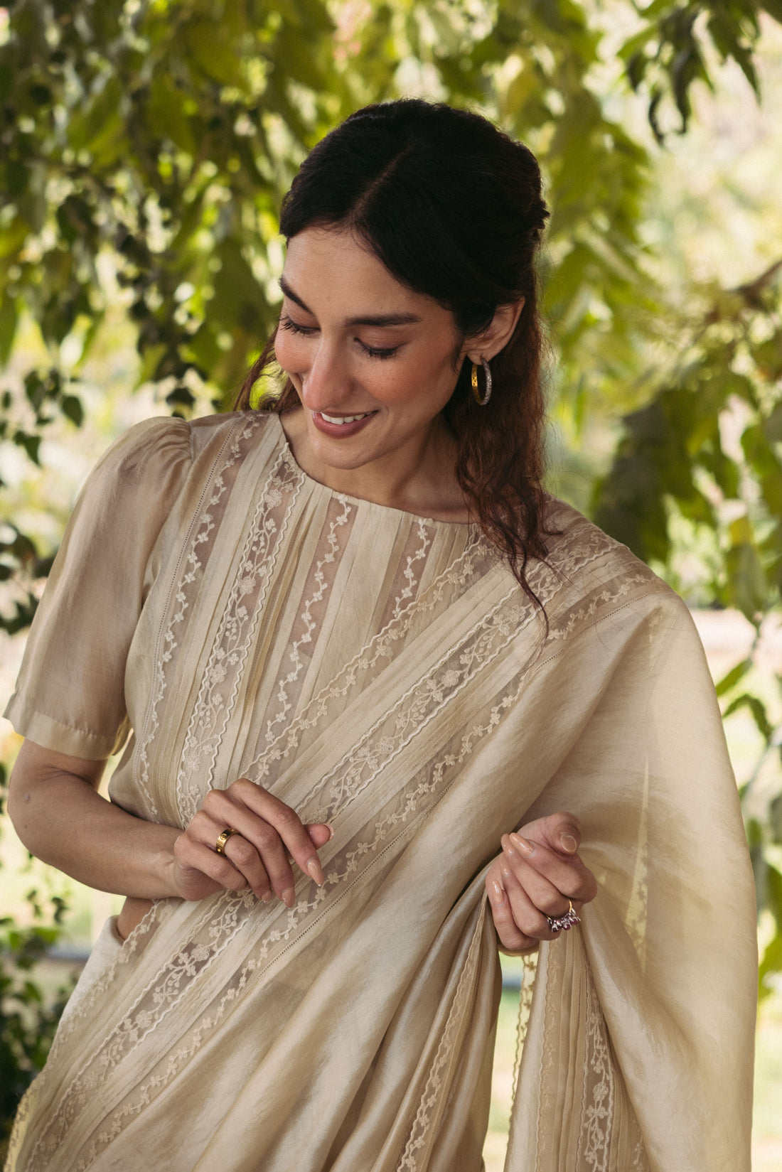 Whispering Ivy Beige Saree