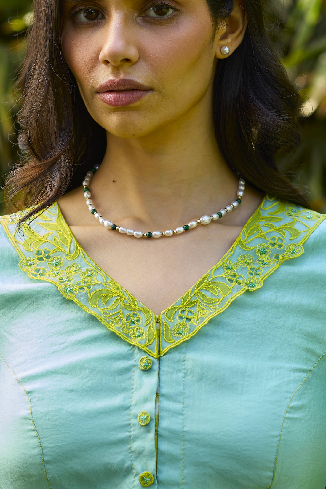 English Morning Blue Embroidered Blouse