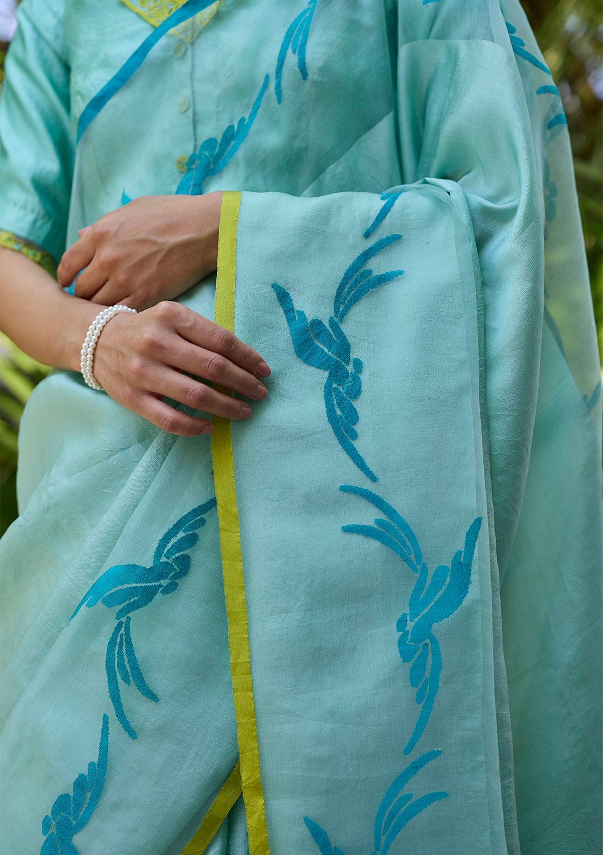 Playful Flight Blue Jamdani Saree