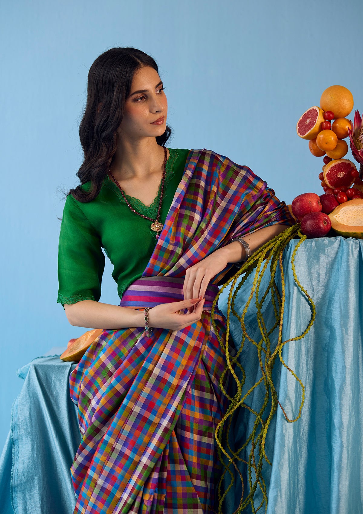 Playful Mosaic Checks Saree