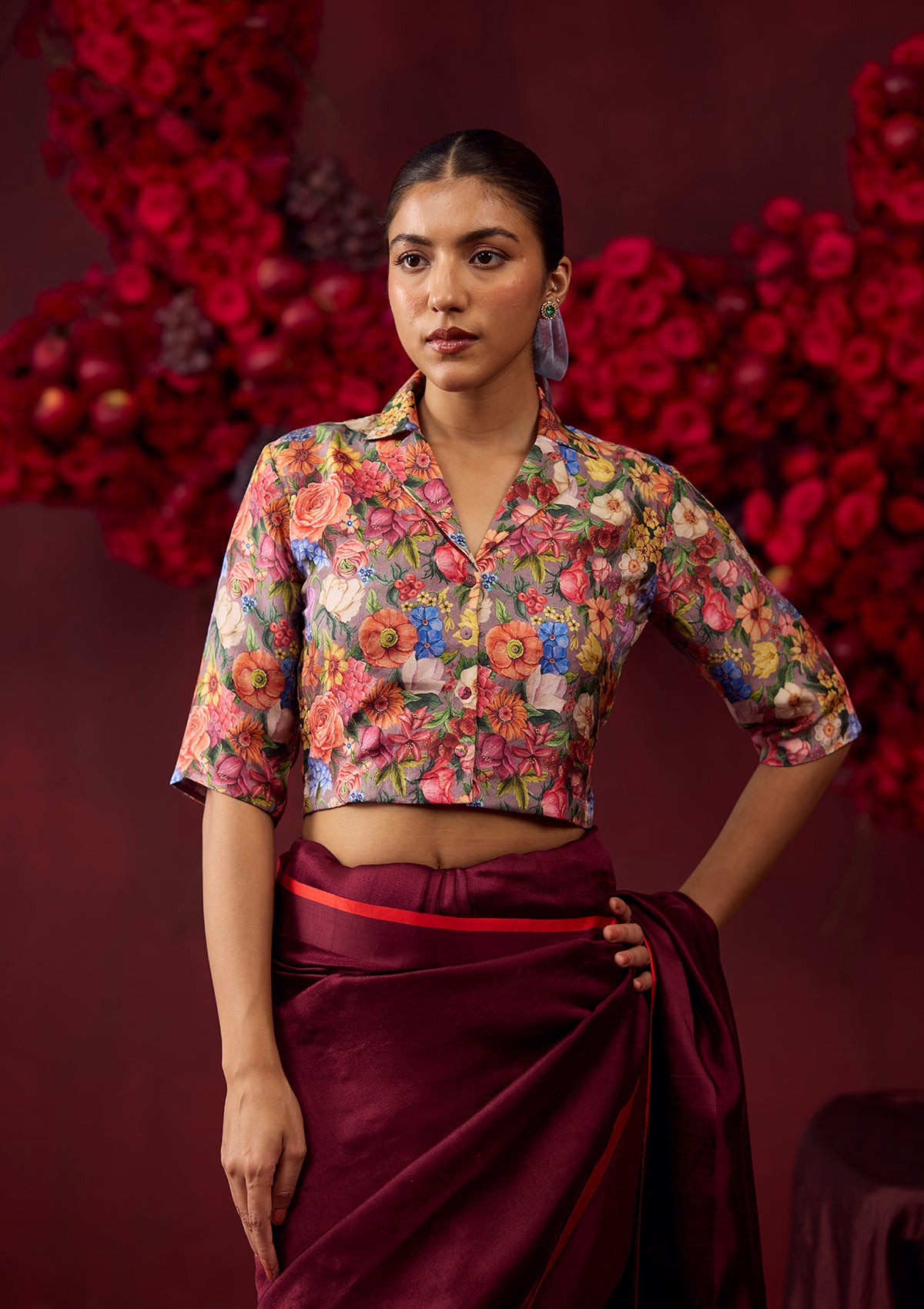 Bold Allure Burgundy Saree