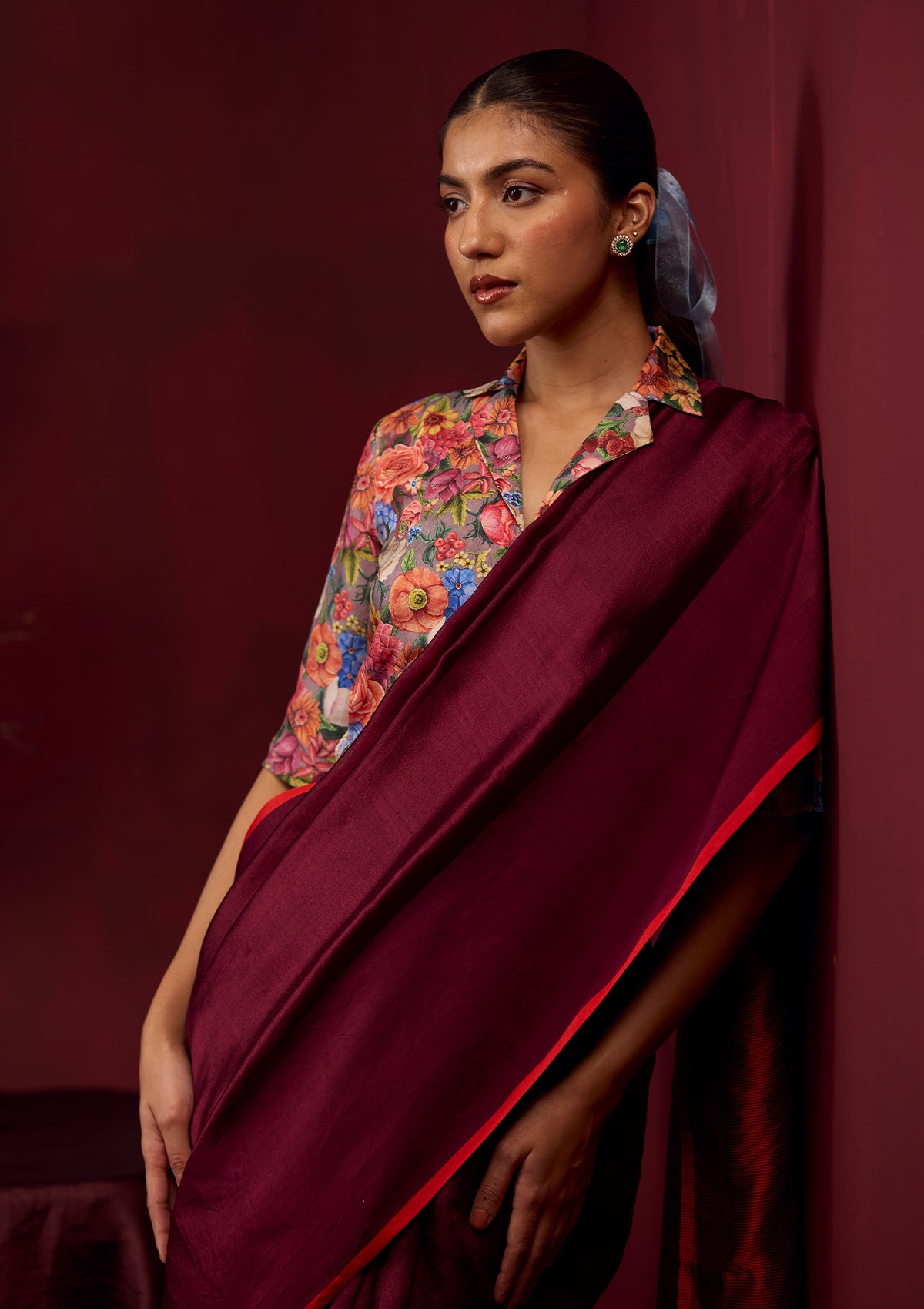 Bold Allure Burgundy Saree