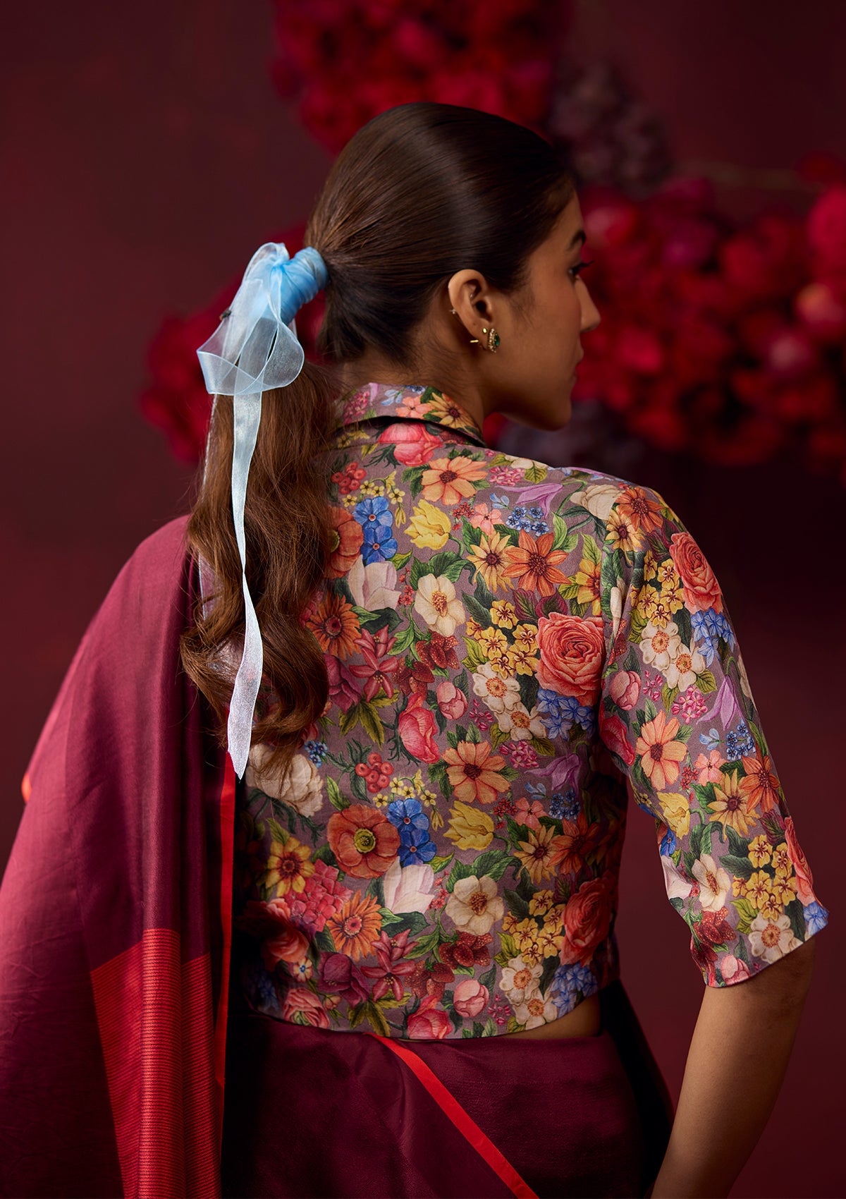 Bold Allure Burgundy Saree