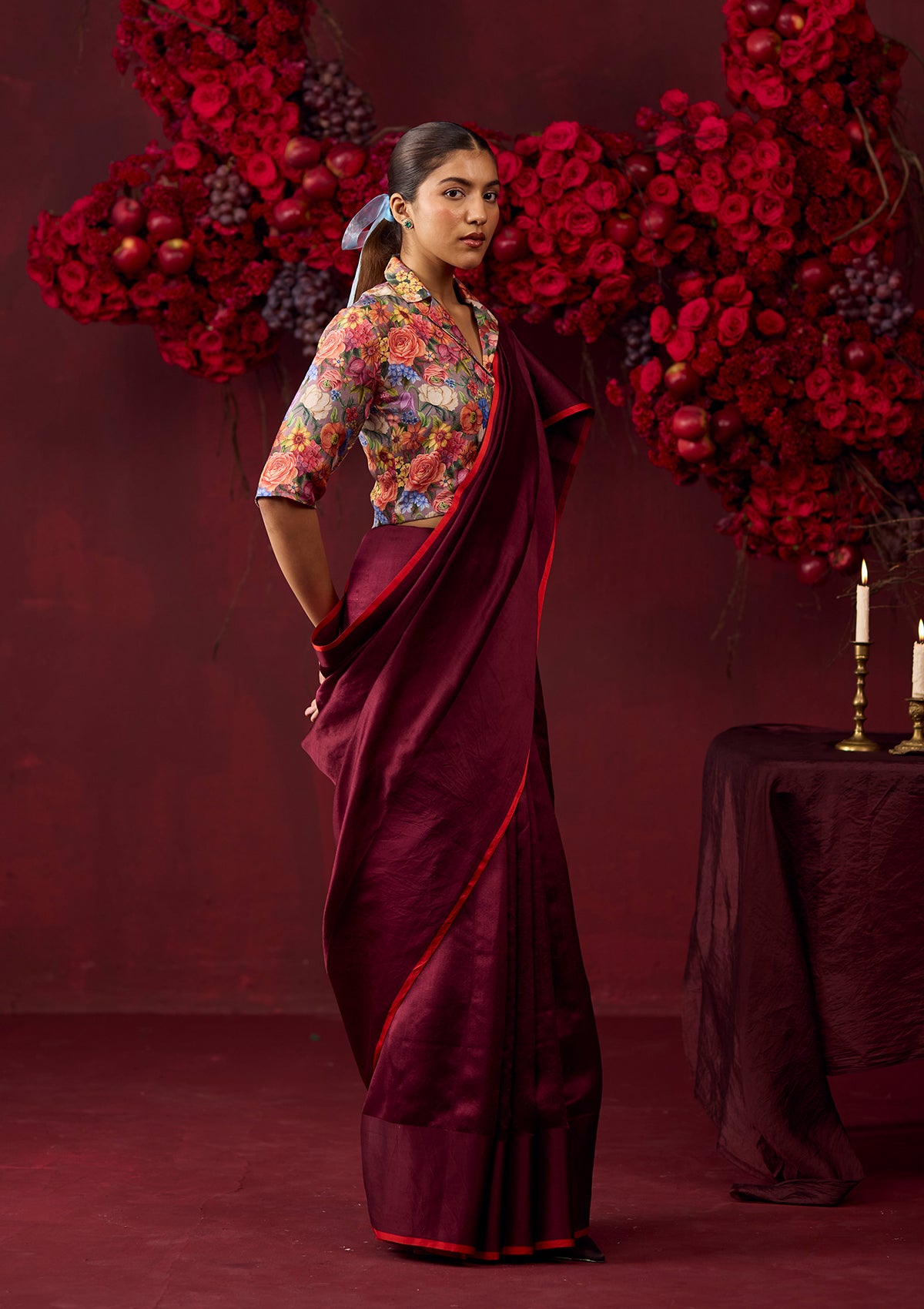Bold Allure Burgundy Saree