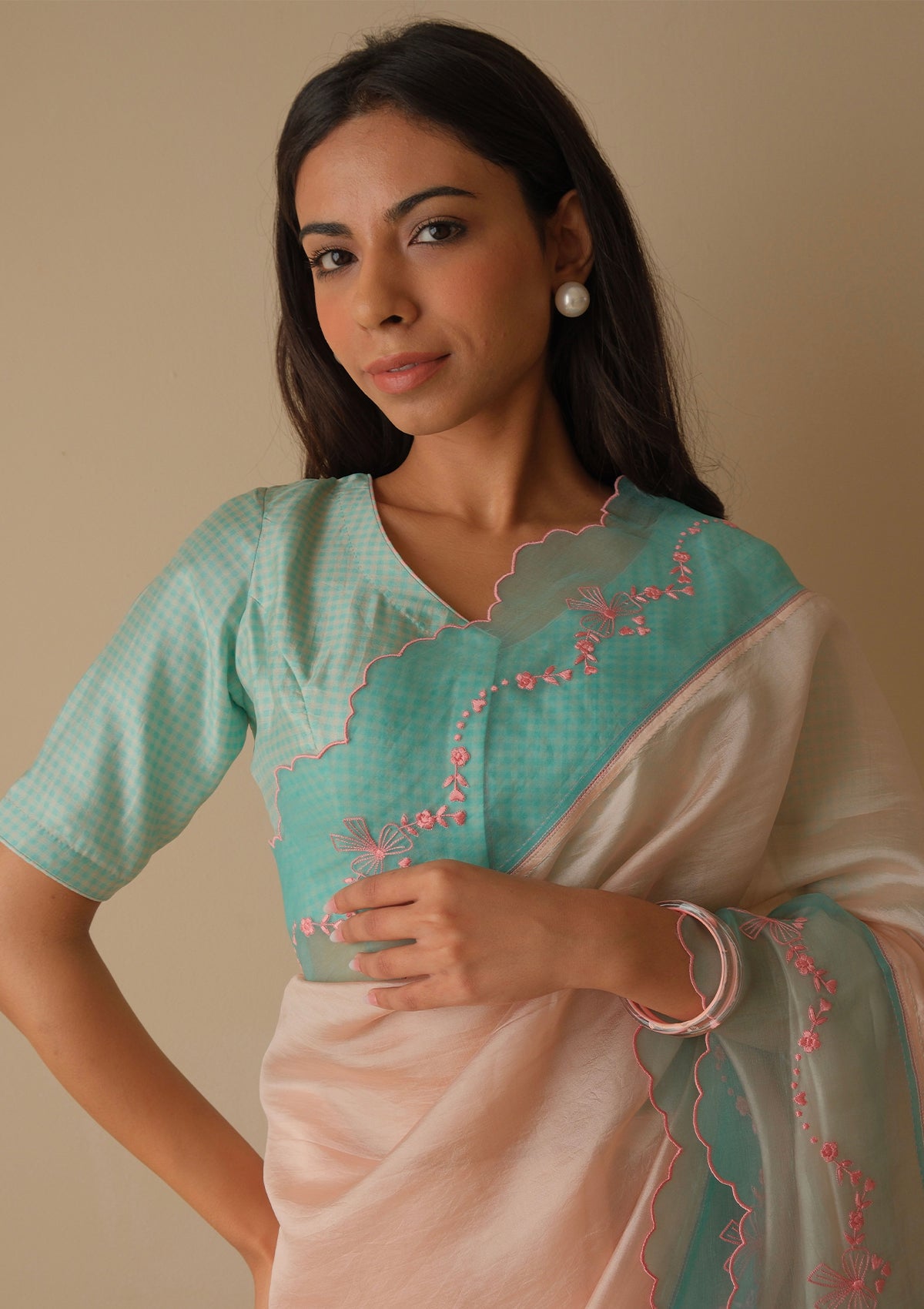 Moonglade Embroidered Pink Saree