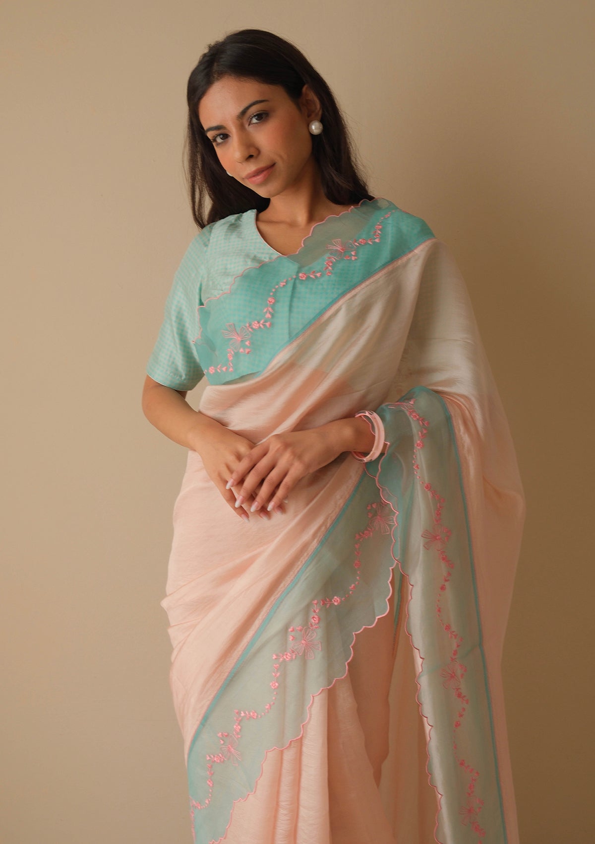 Moonglade Embroidered Pink Saree