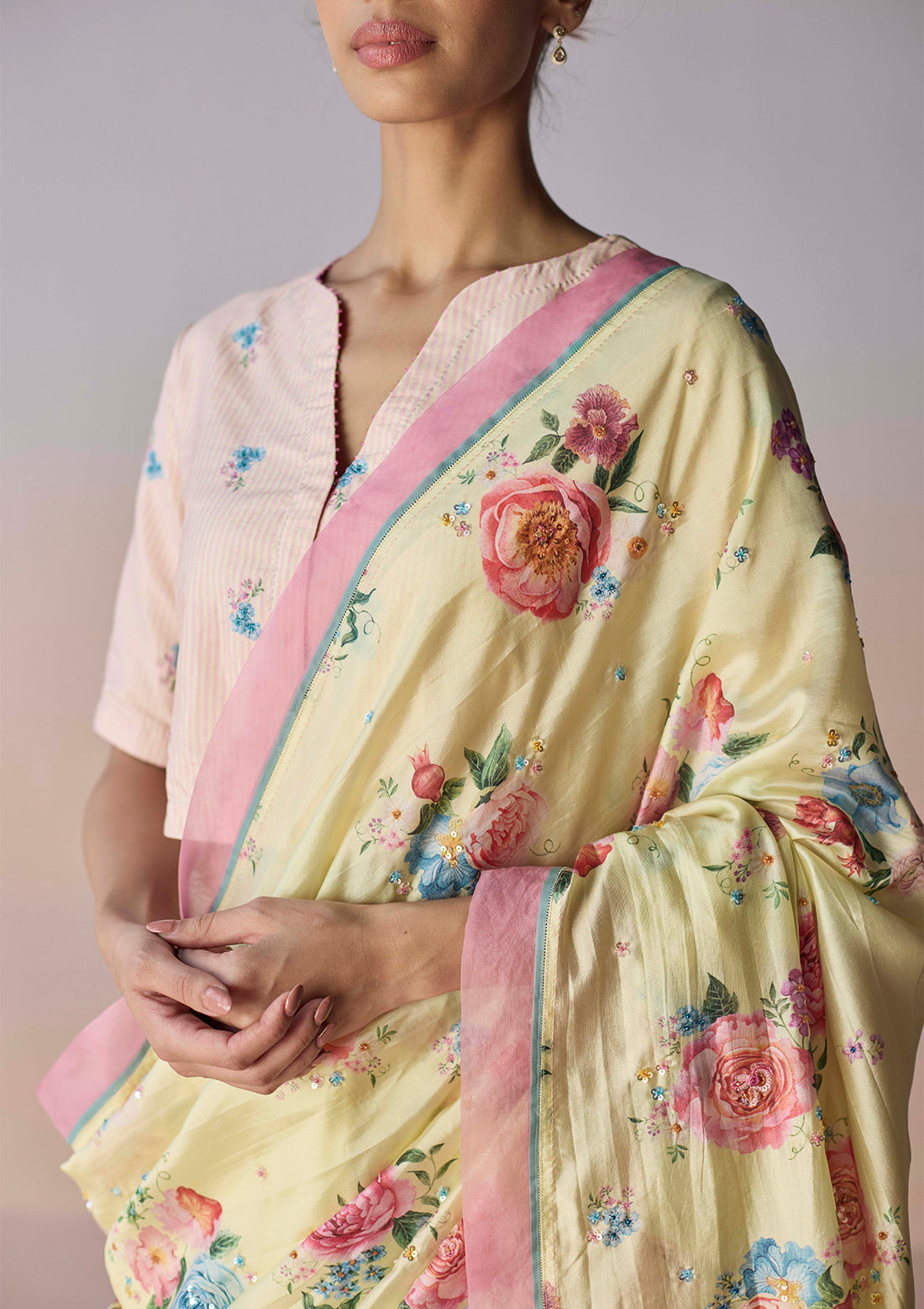 Kindred Petals Yellow Saree