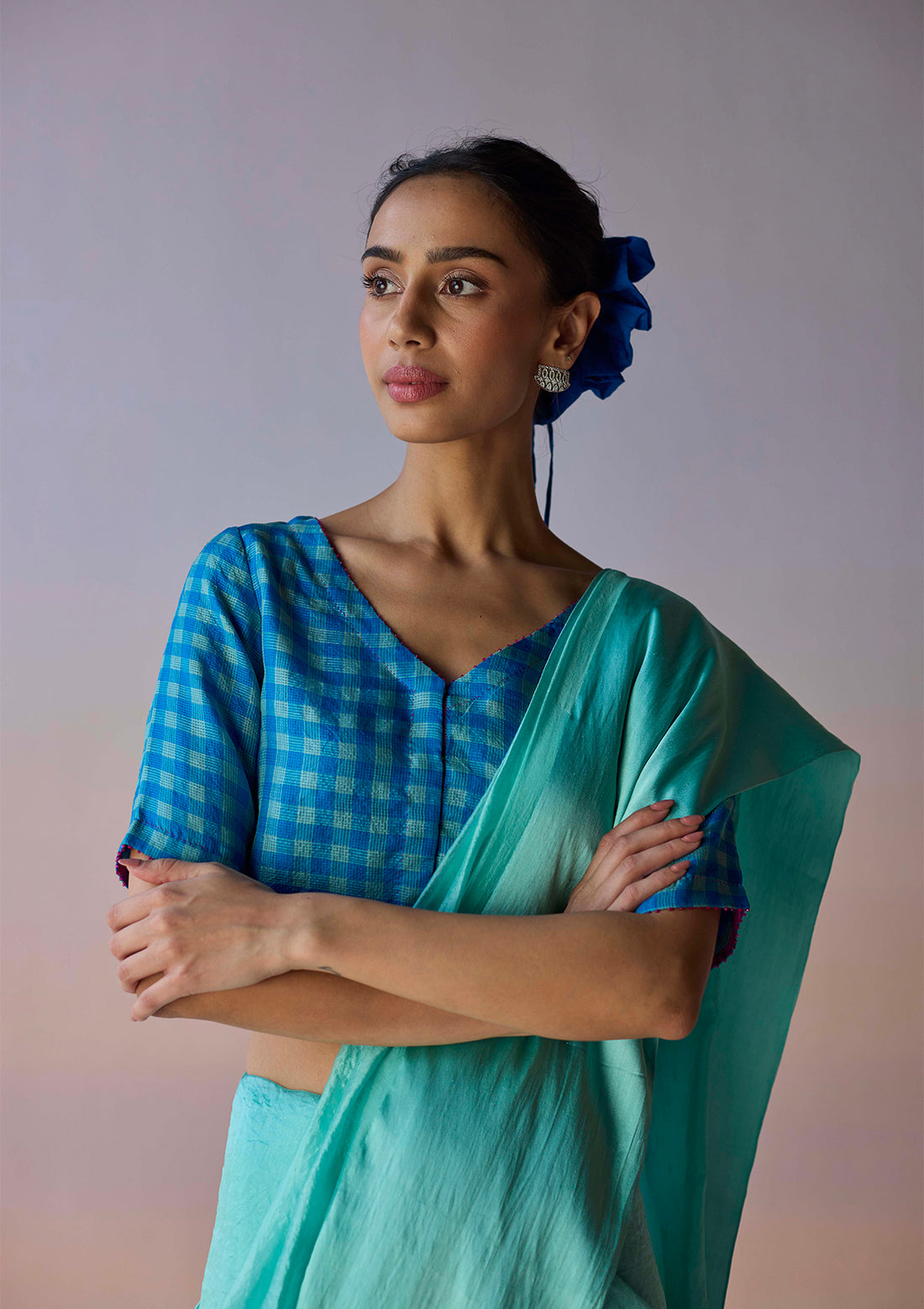 Infinite Grace Blue Saree