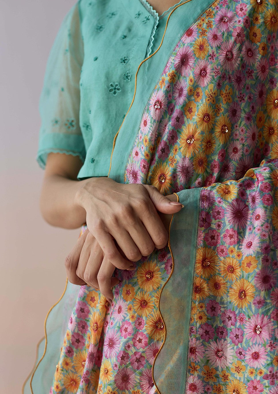 Wildflower Dawn Blue Saree