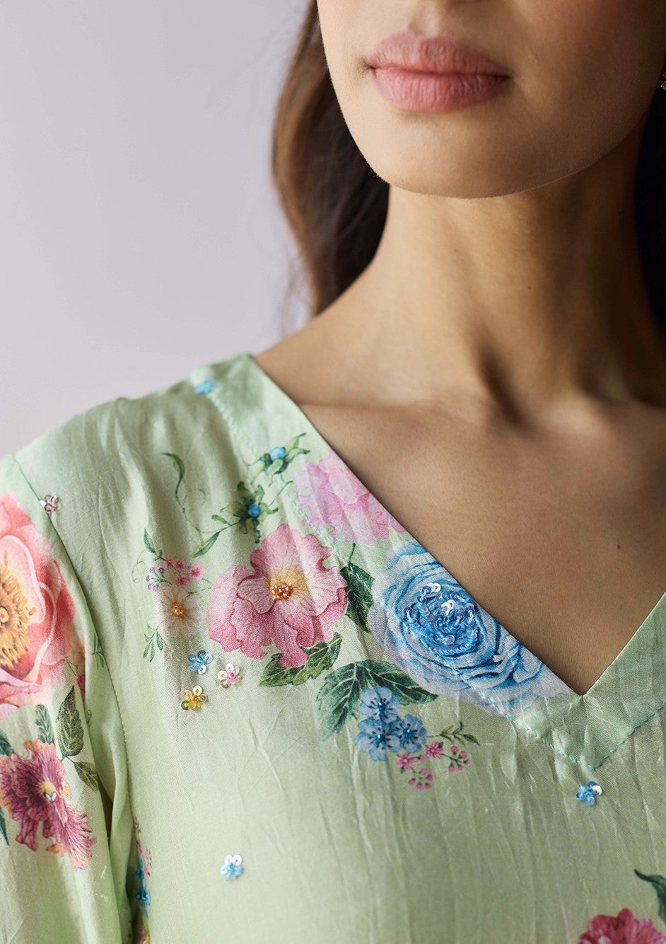 Kindred Petals Green Kurta Set