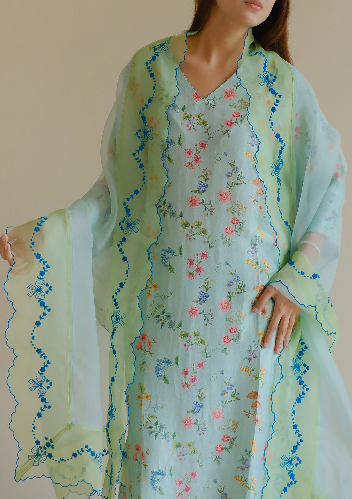 Forest Breeze Blue Kurta Set