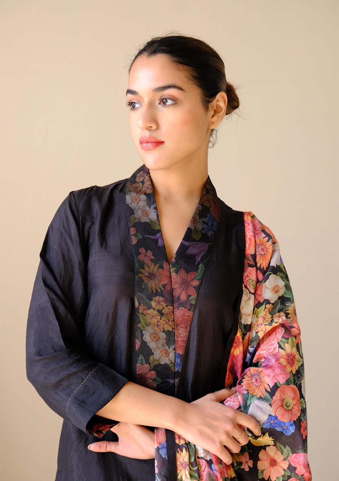 Glorious Meadow Black Dupatta