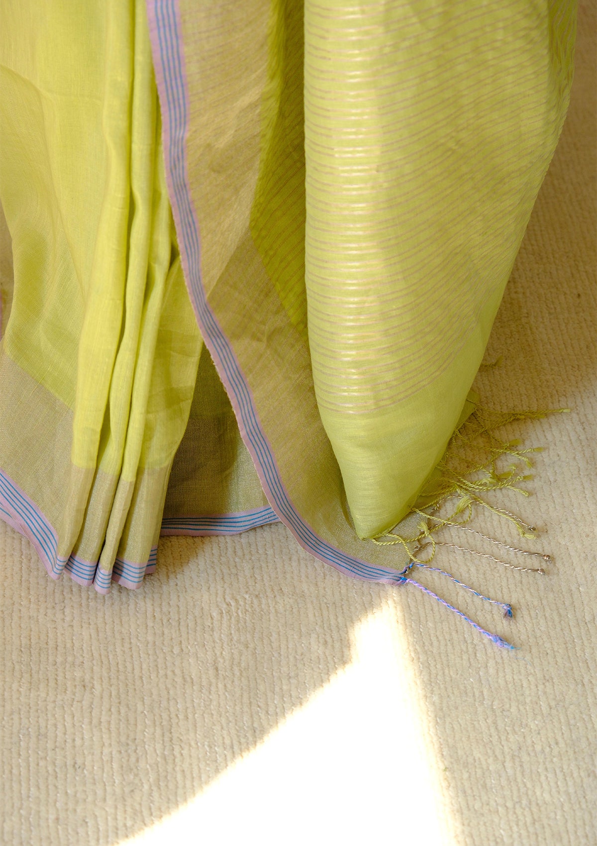 Grassling Silk Linen Jamdani Saree