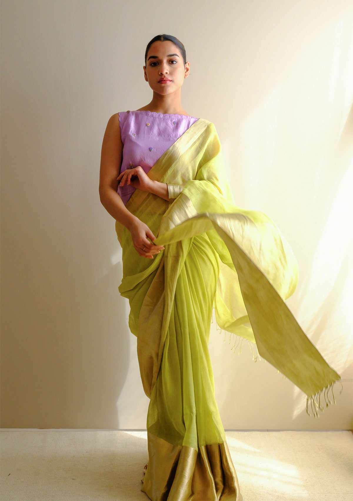 Sunlit Grace Yellow Saree