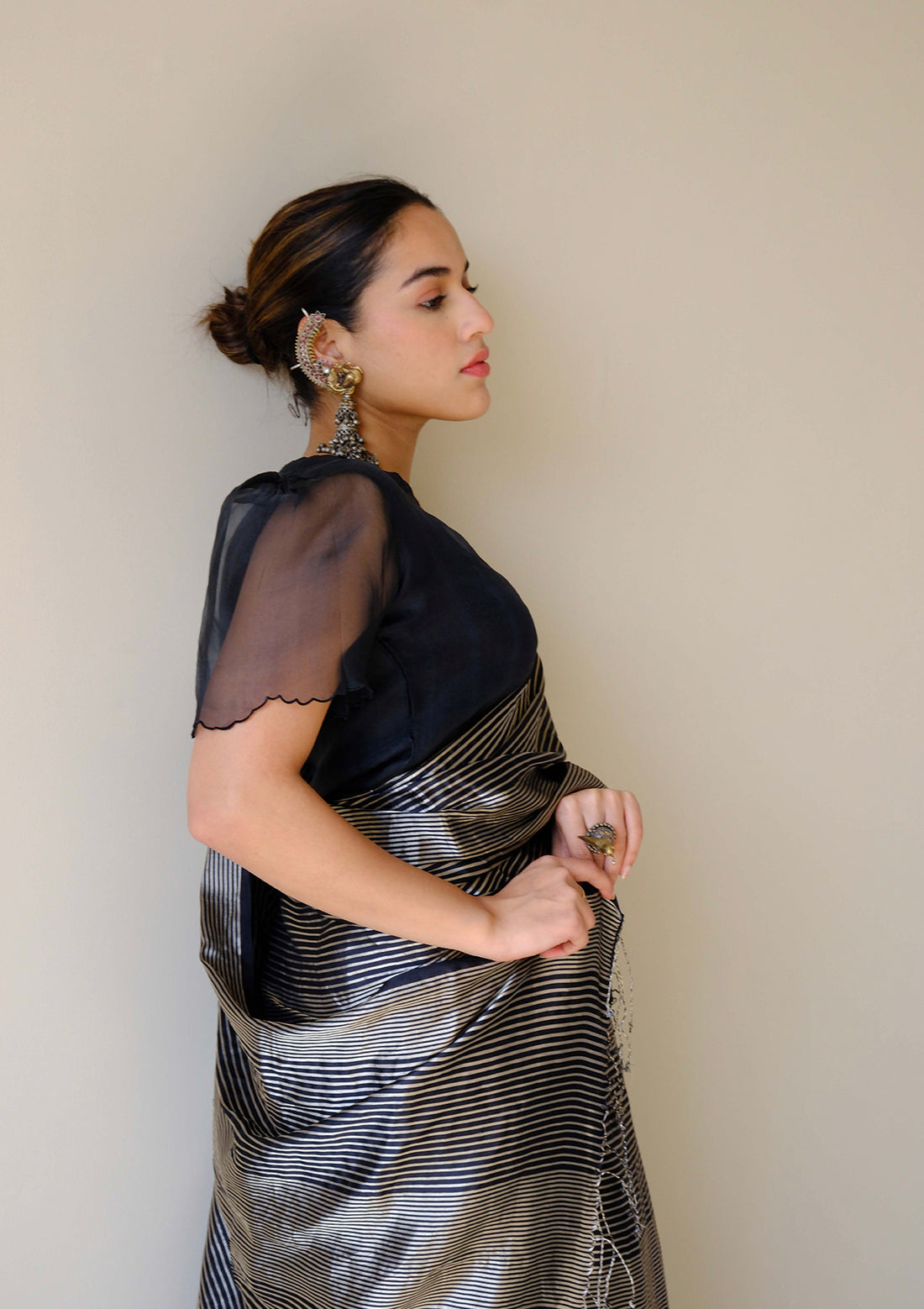 Black Silken Ripples Saree