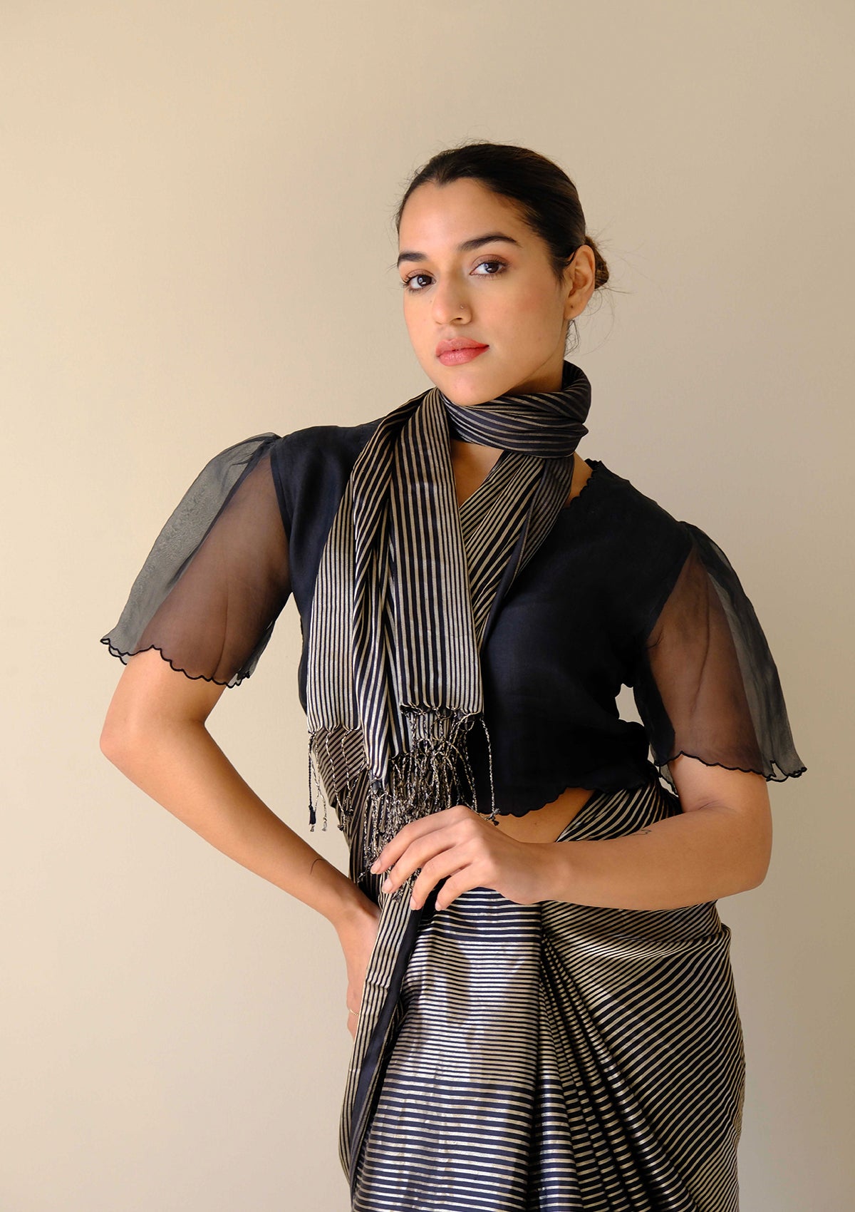 Black Silken Ripples Saree
