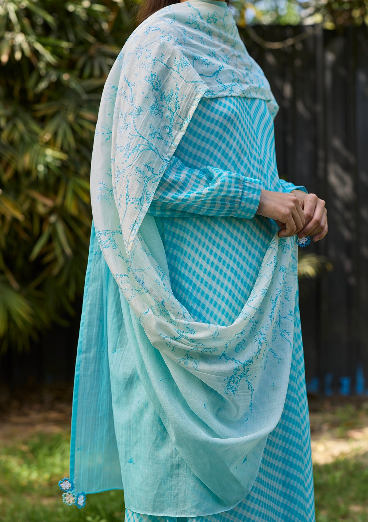 Once-Upon-a-Garden Blue Dupatta