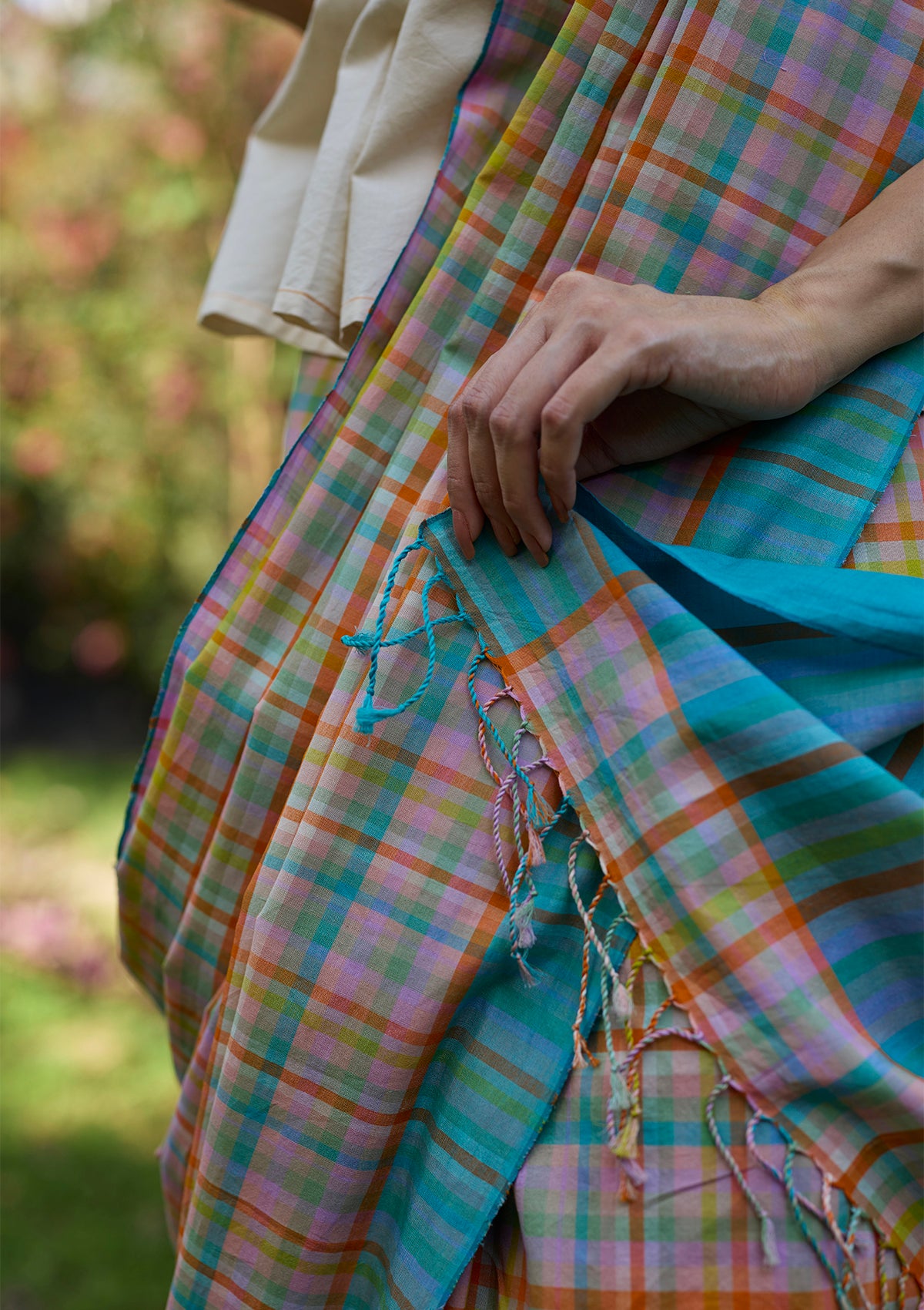 Field-to-Shore Checkered Saree