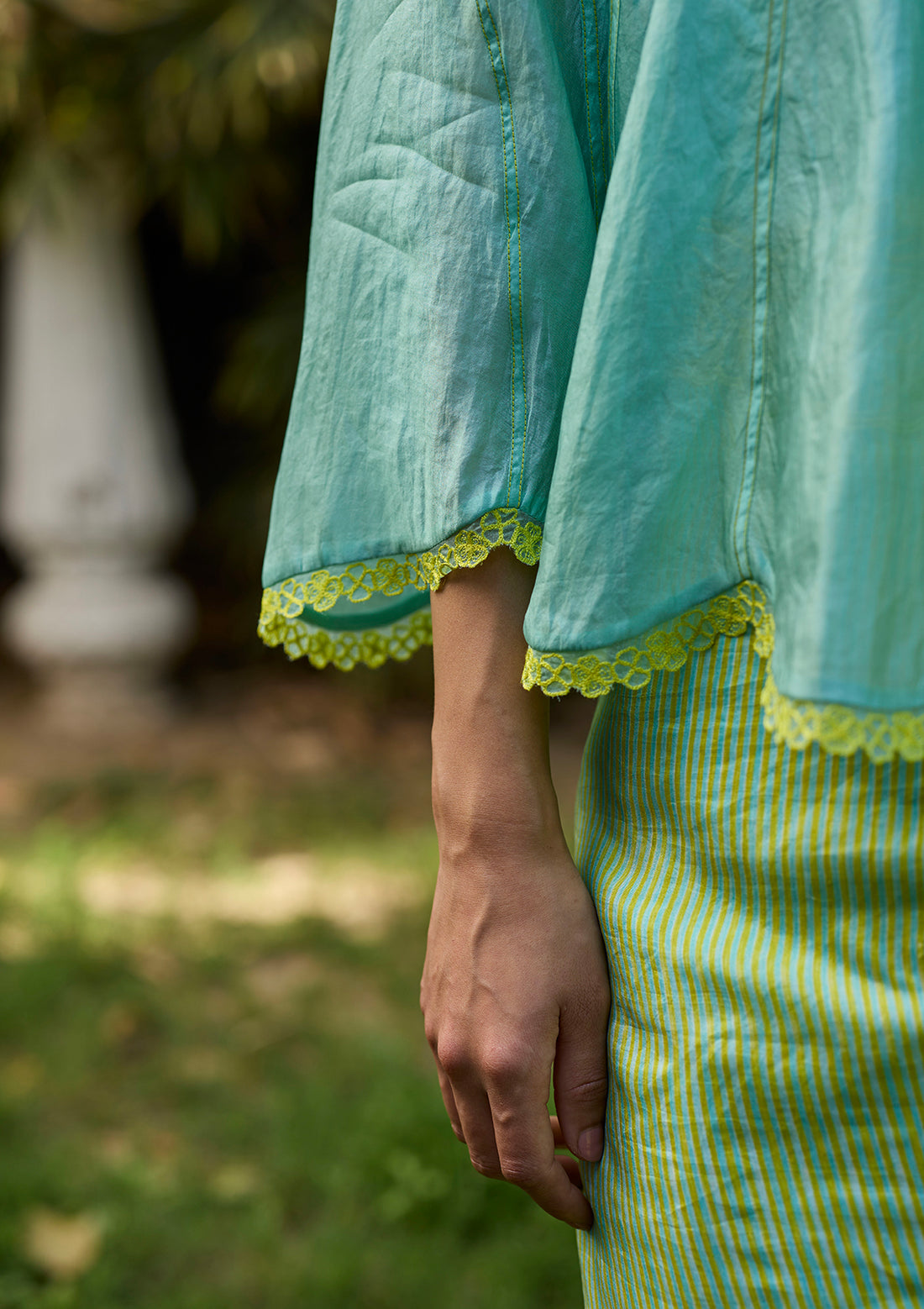 Drifting Clouds Blue Embroidered Blouse