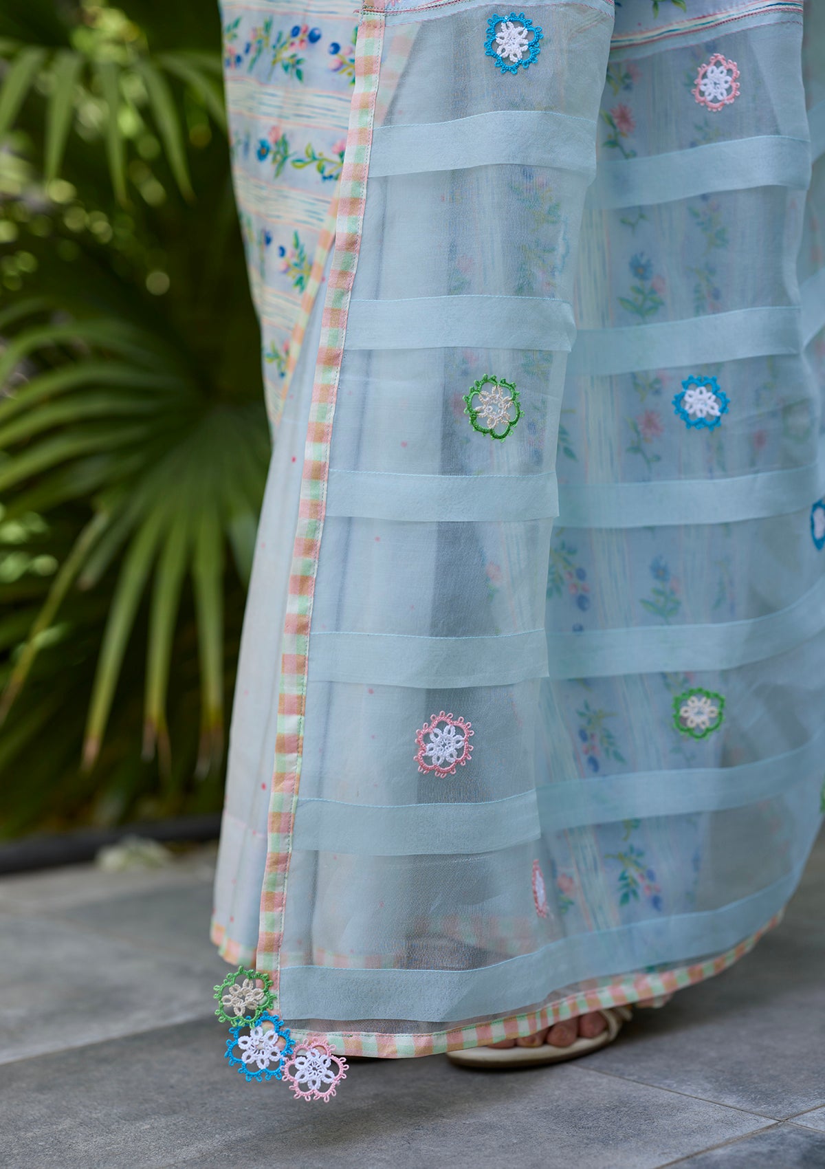 Hidden Orchard Blue Saree