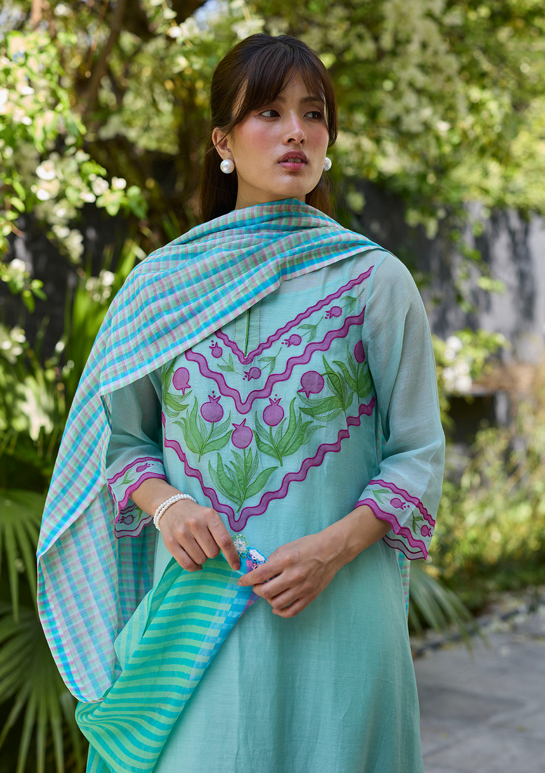 Pomegranate Trail Blue Embroidered Kurta Set