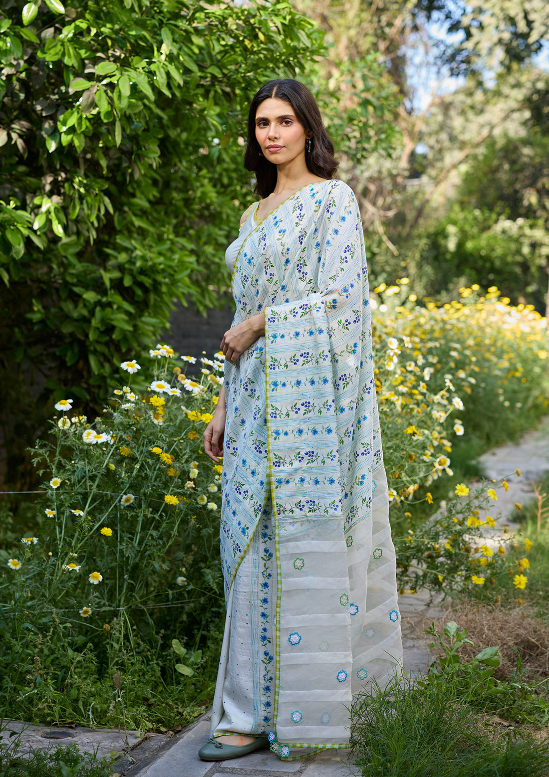 Hidden Orchard Ivory Saree