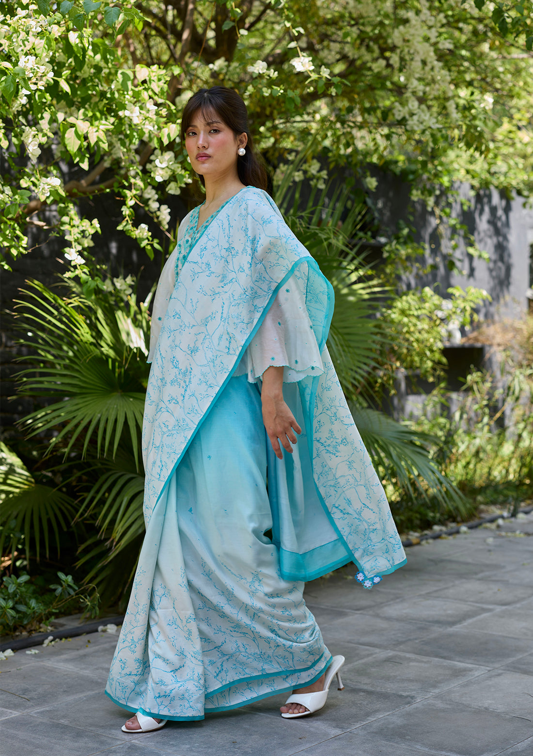 Once-Upon-a-Garden Blue Saree