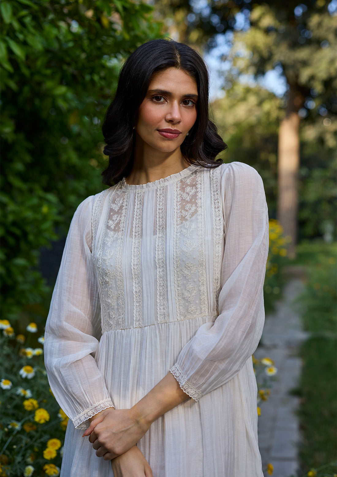Wander Trail Ivory Embroidered Dress