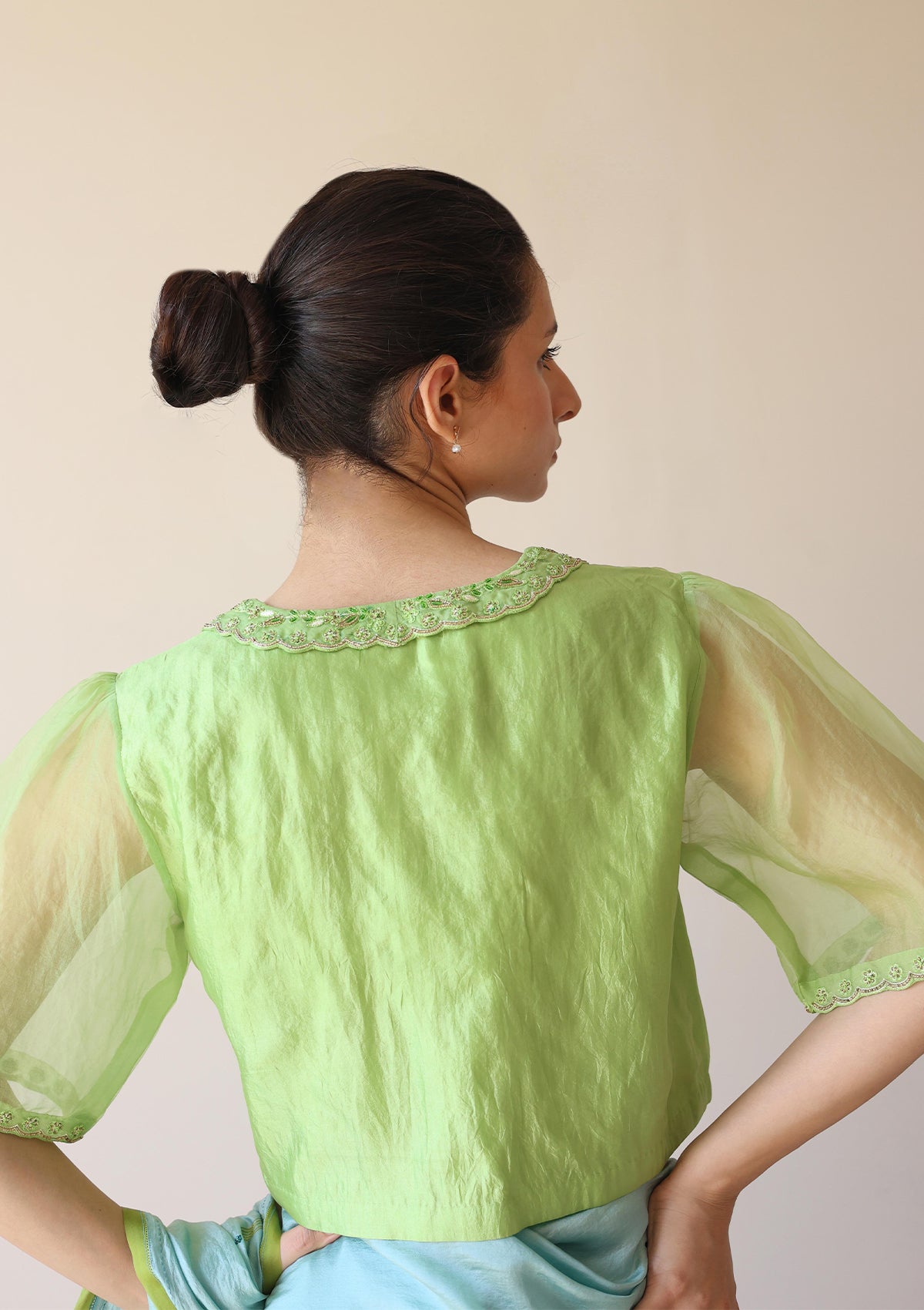 Sunlit Morning Embroidered Green Blouse