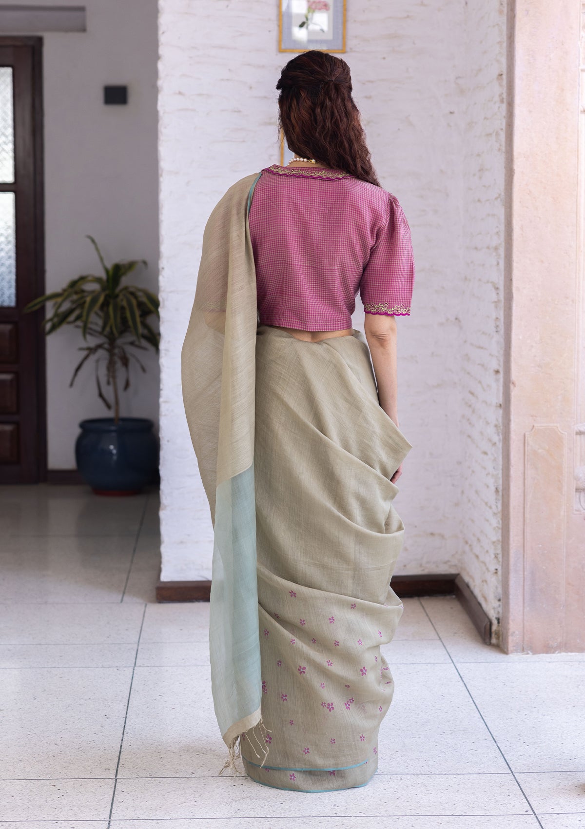 Earthen Bloom Jamdani Saree