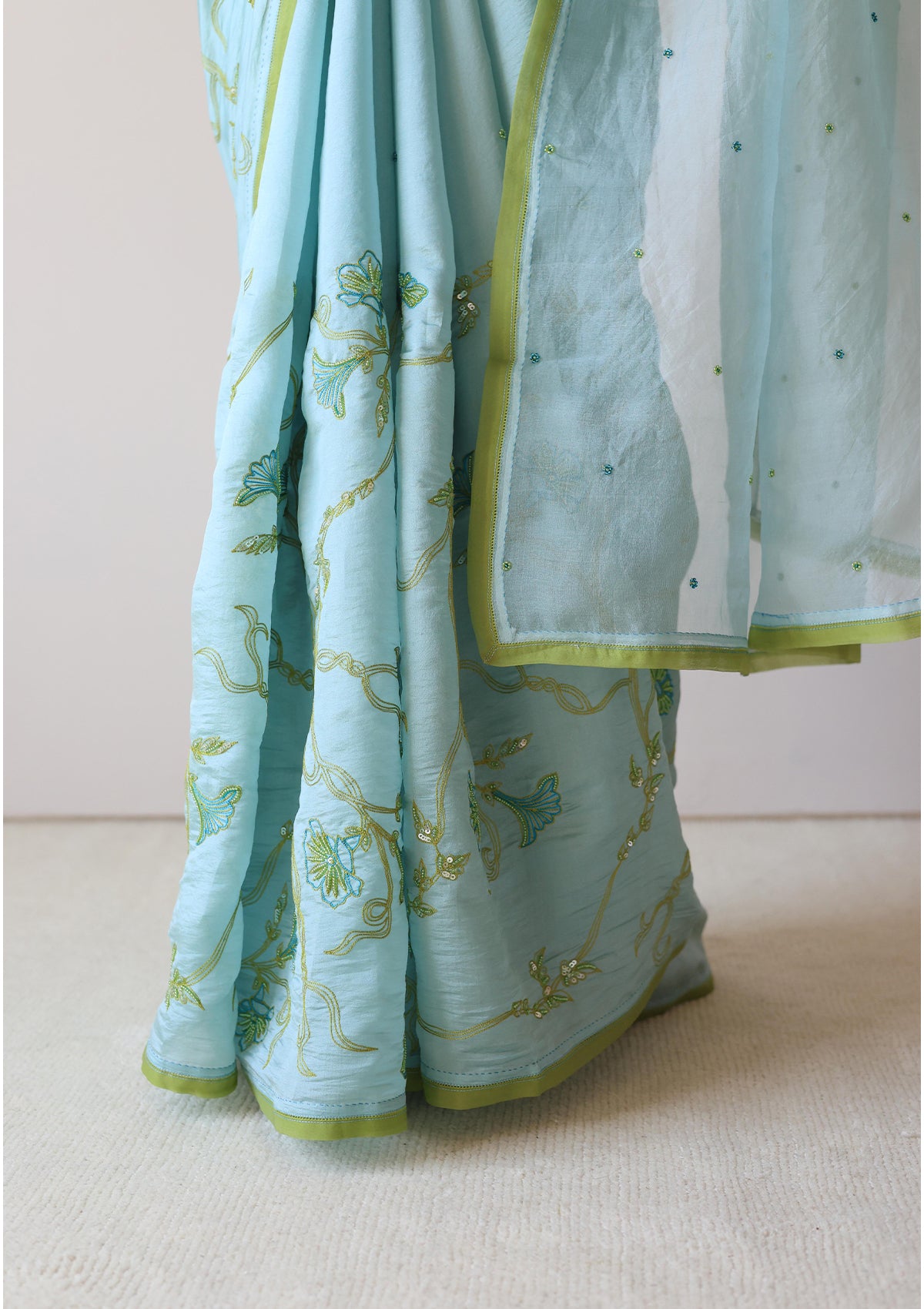 Moss & Mist Embroidered Saree