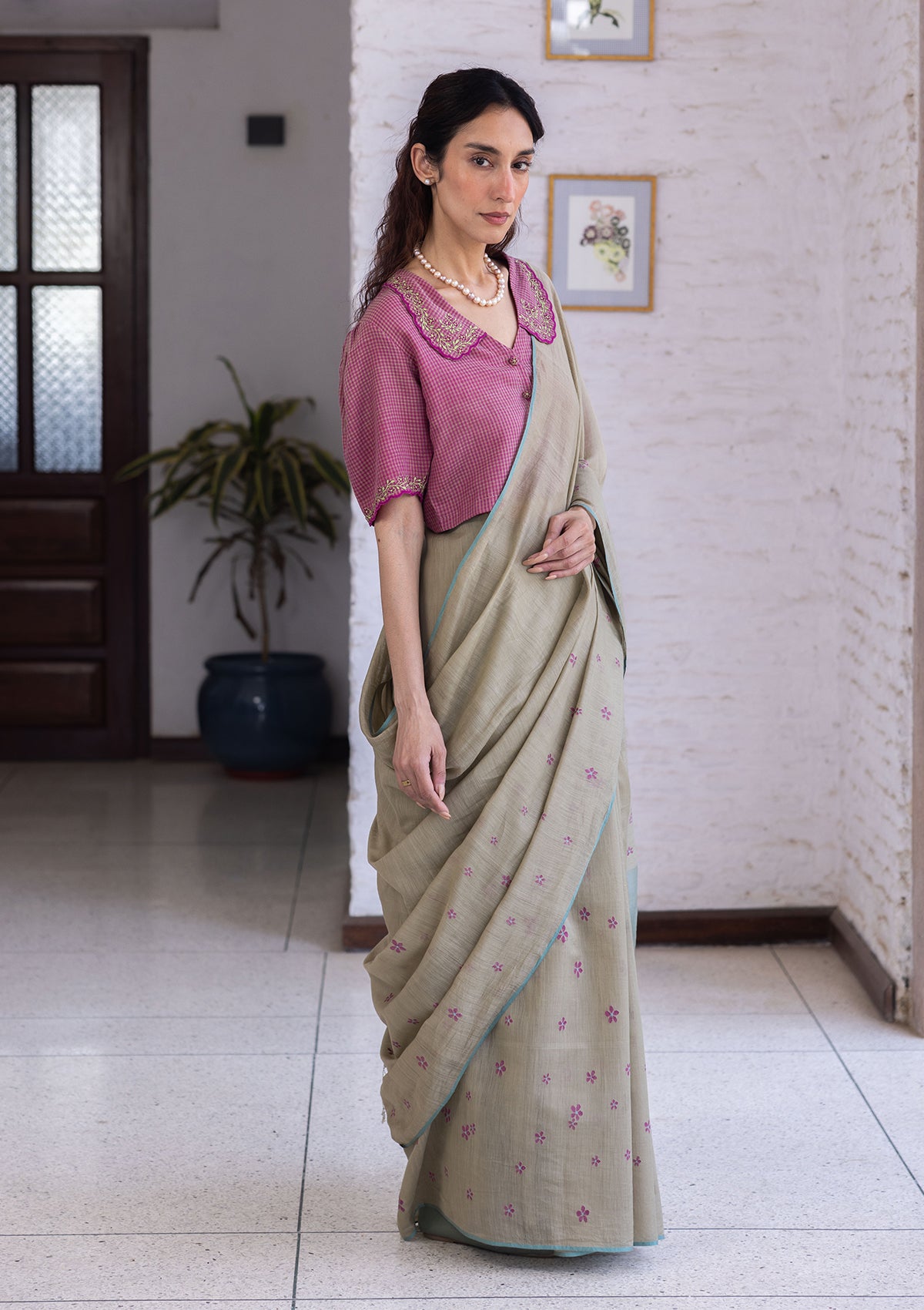 Earthen Bloom Jamdani Saree