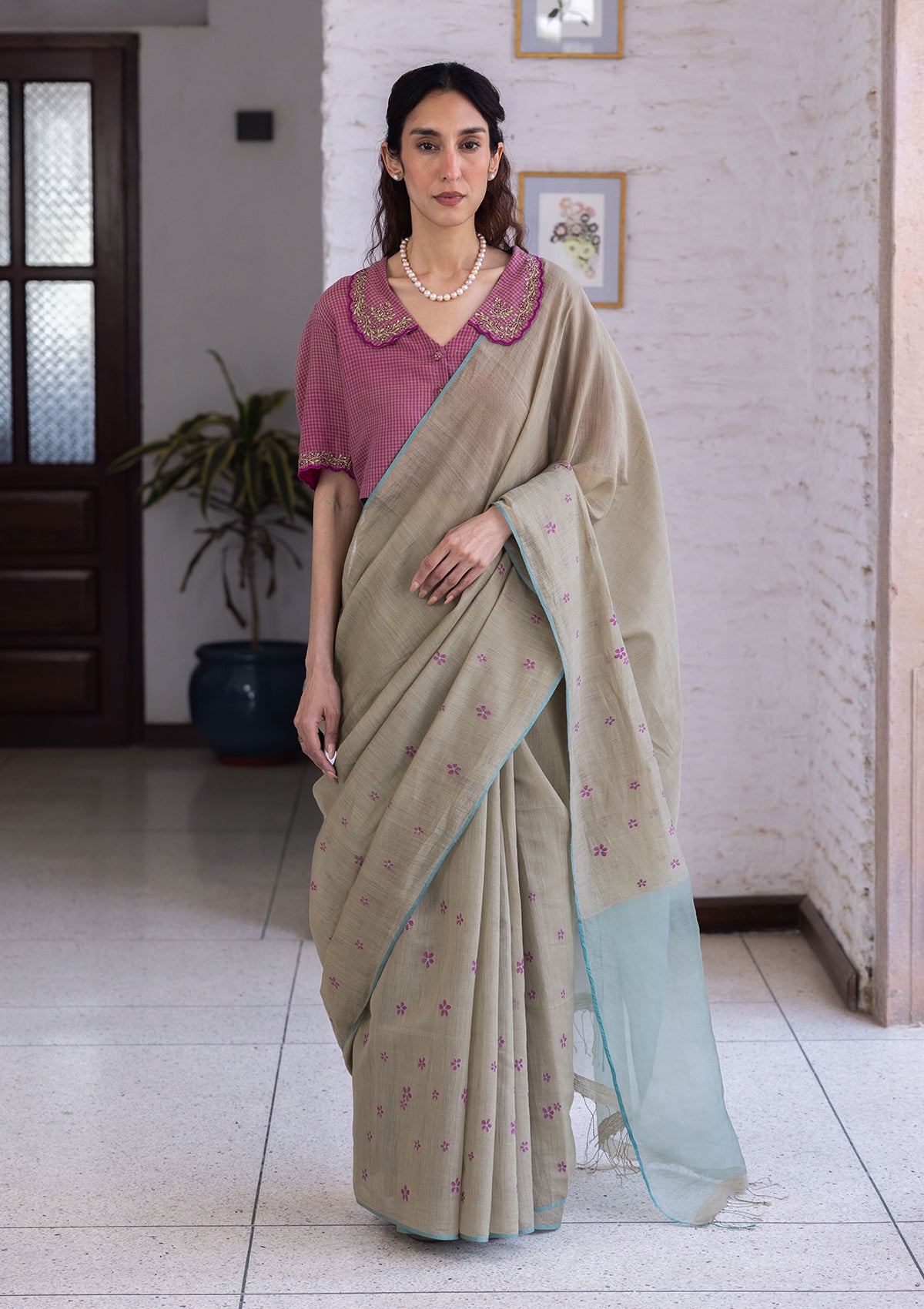 Earthen Bloom Jamdani Saree