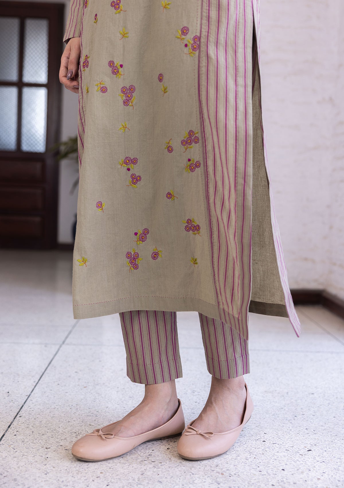 Tender Petals Clay Kurta Set
