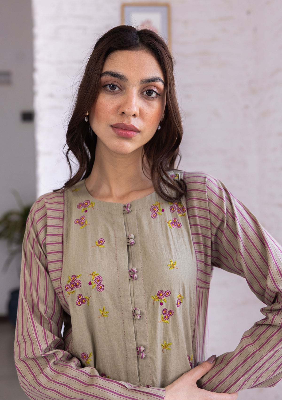 Tender Petals Clay Kurta Set