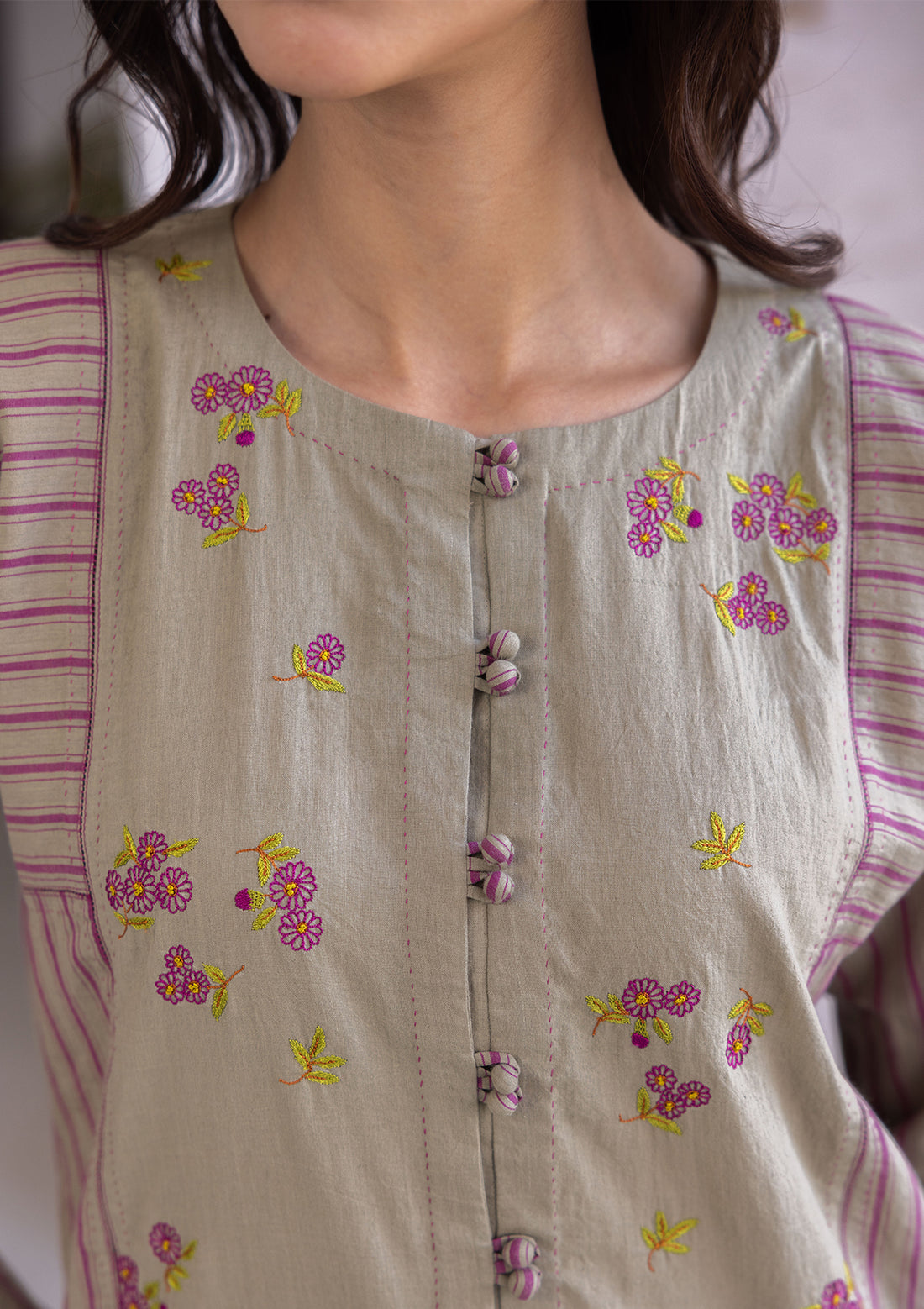 Tender Petals Clay Kurta Set