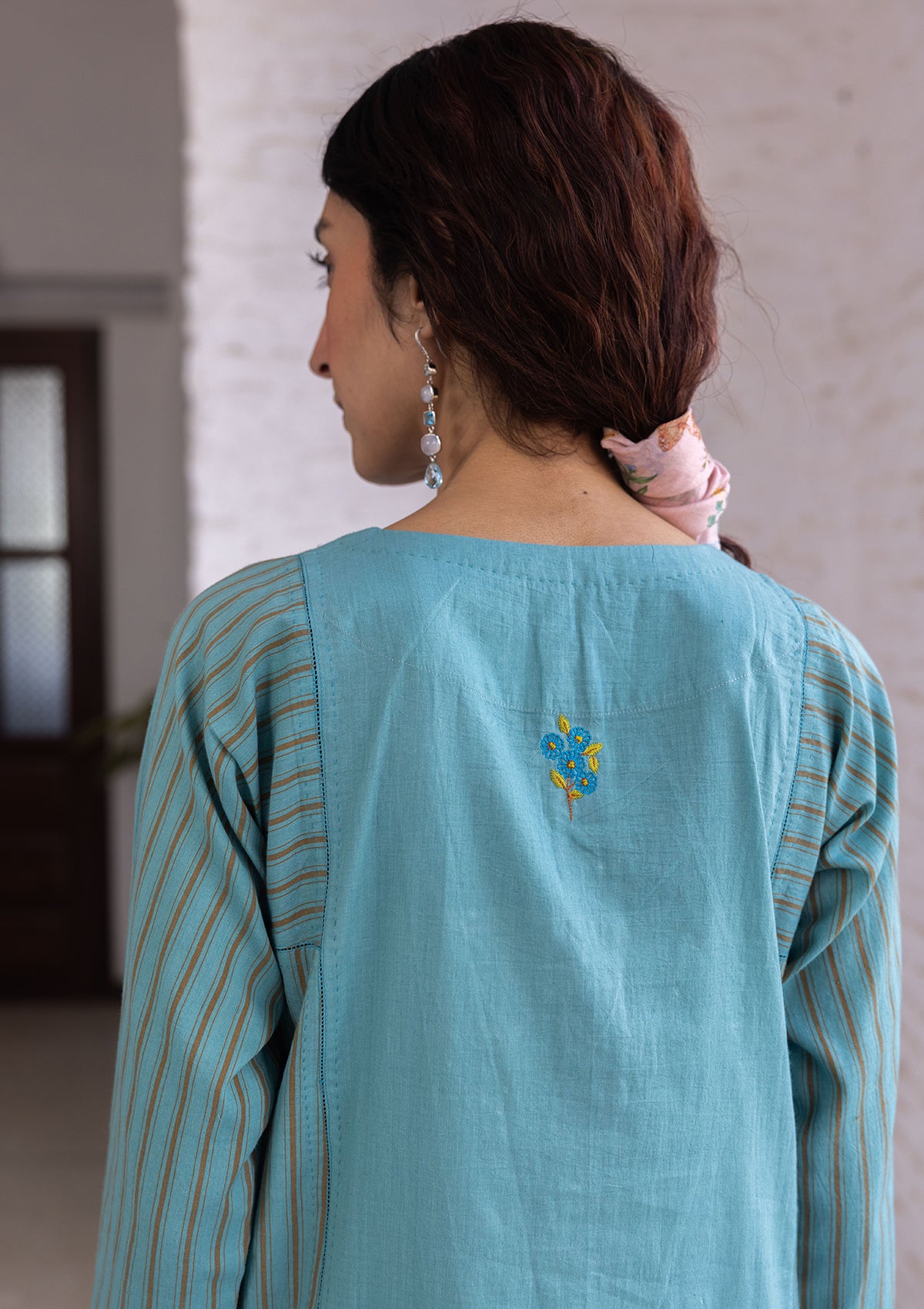Tender Petals Teal Kurta Set