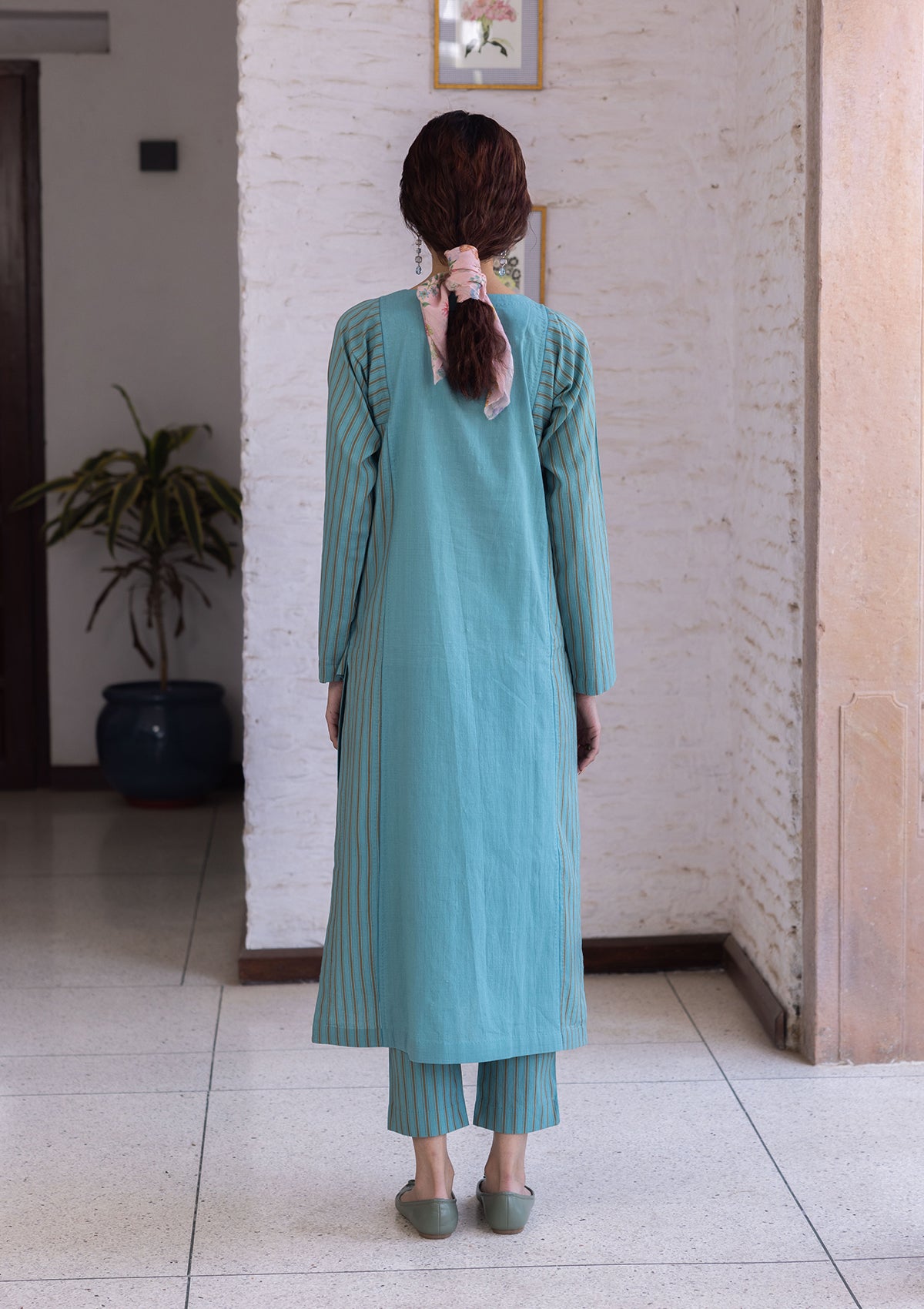 Tender Petals Teal Kurta Set