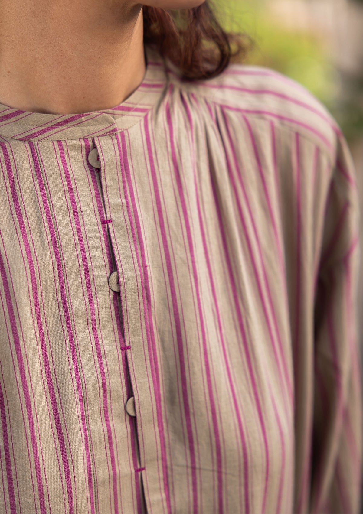 Lost-in-Time Striped Clay Kurta Set