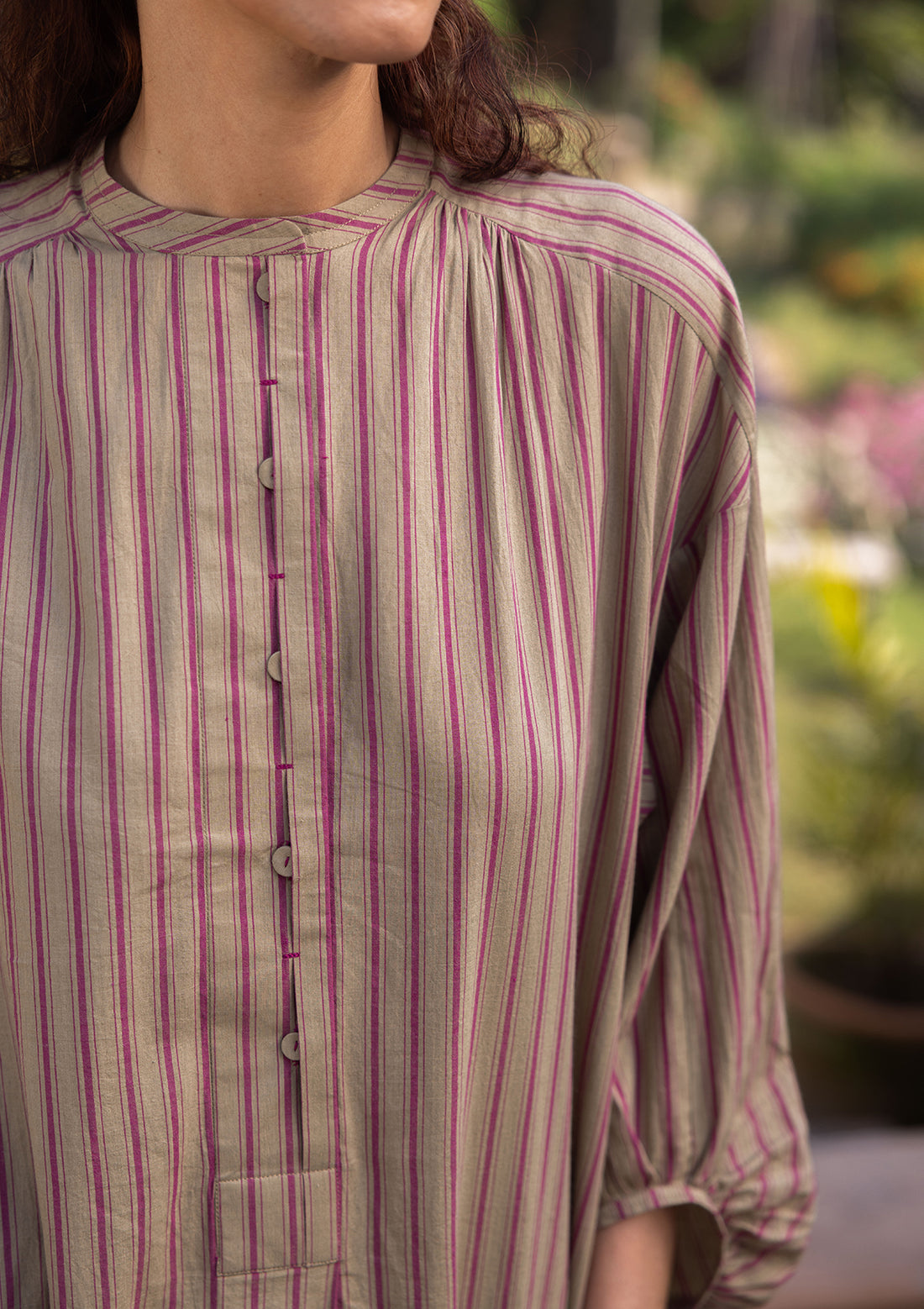 Lost-in-Time Striped Clay Kurta Set