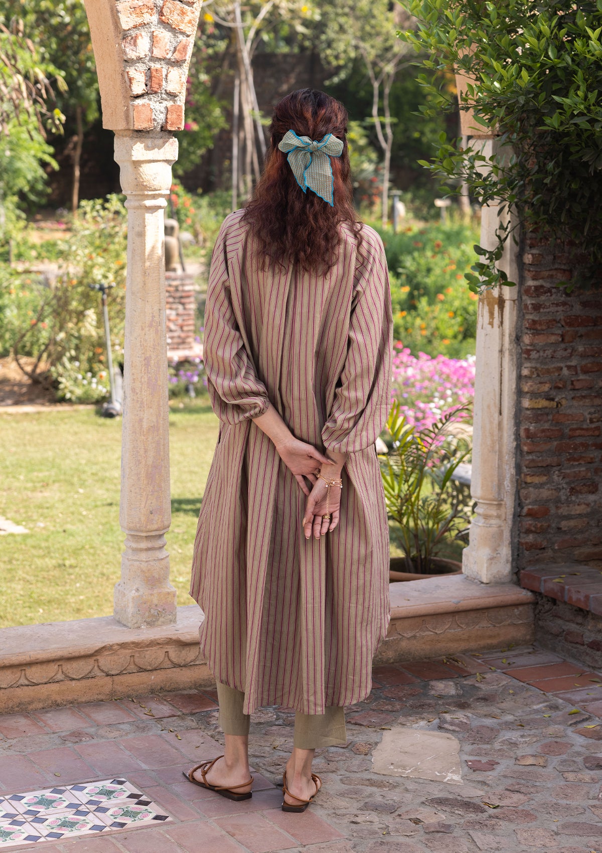 Lost-in-Time Striped Clay Kurta Set