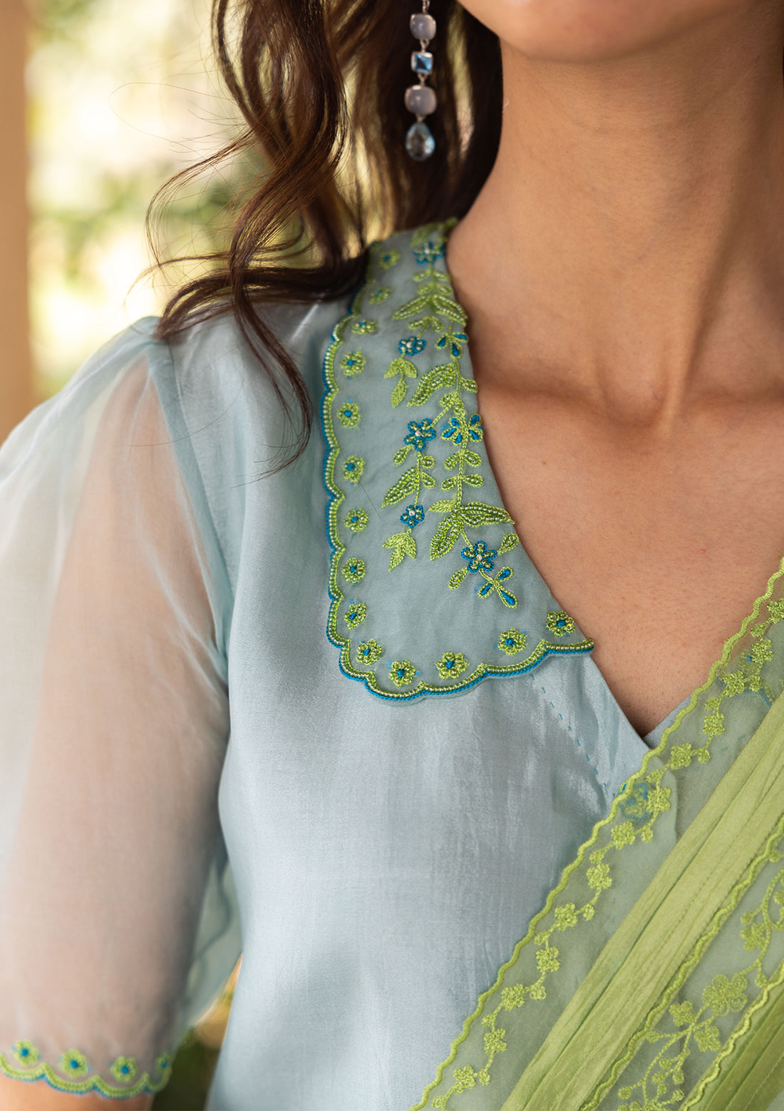 Sunlit Morning Embroidered Blue Blouse