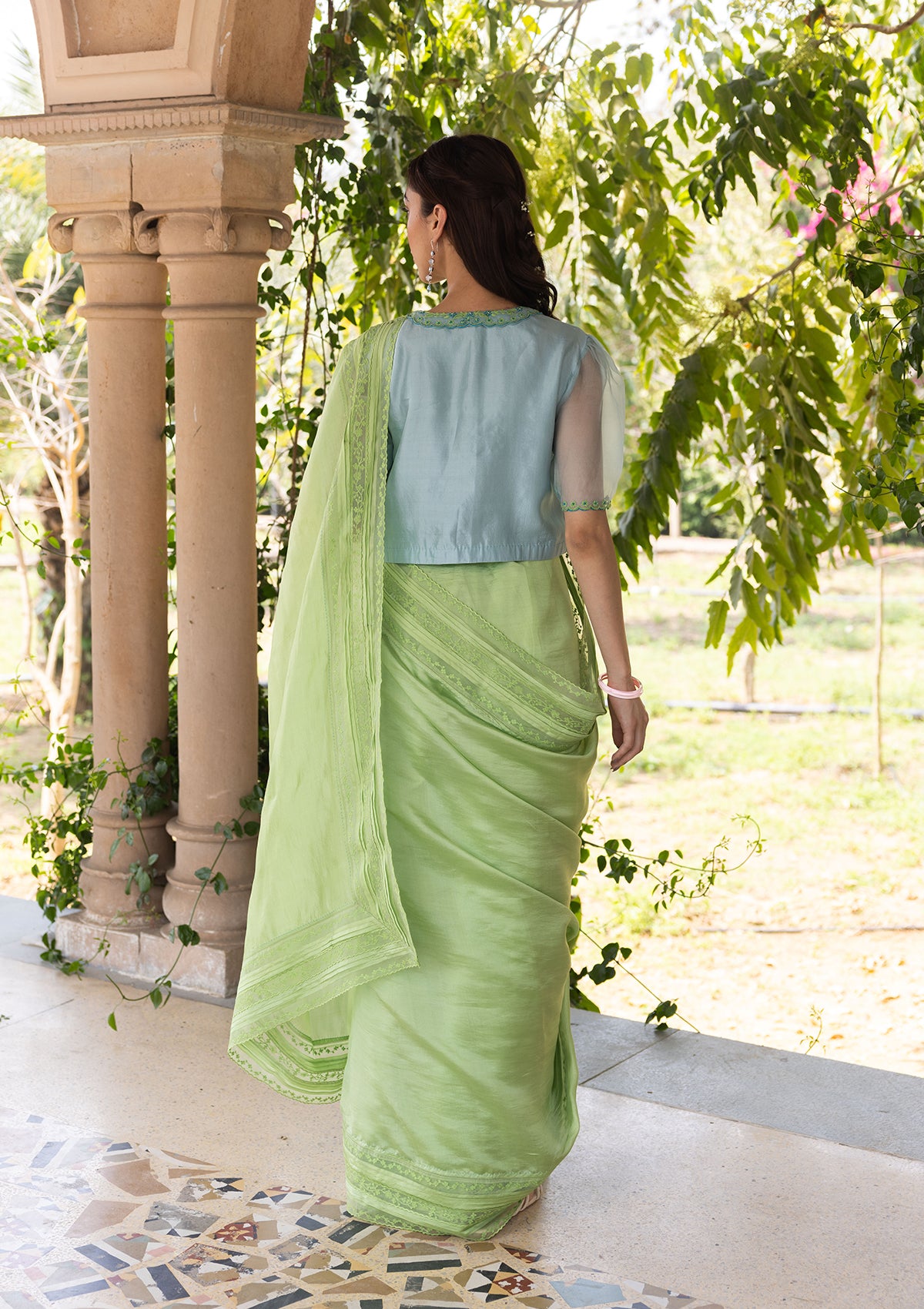 Whispering Ivy Green Saree