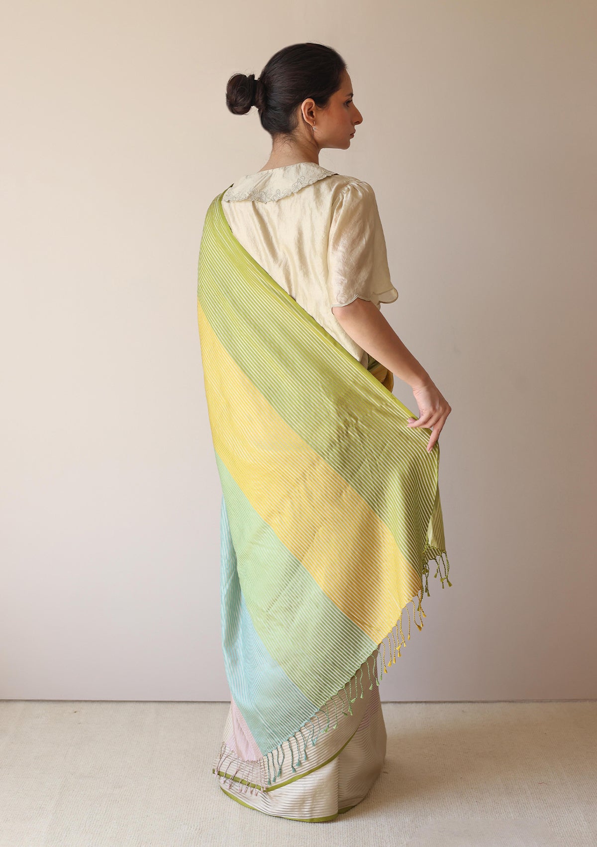 Dawn-to-Dusk Striped Saree
