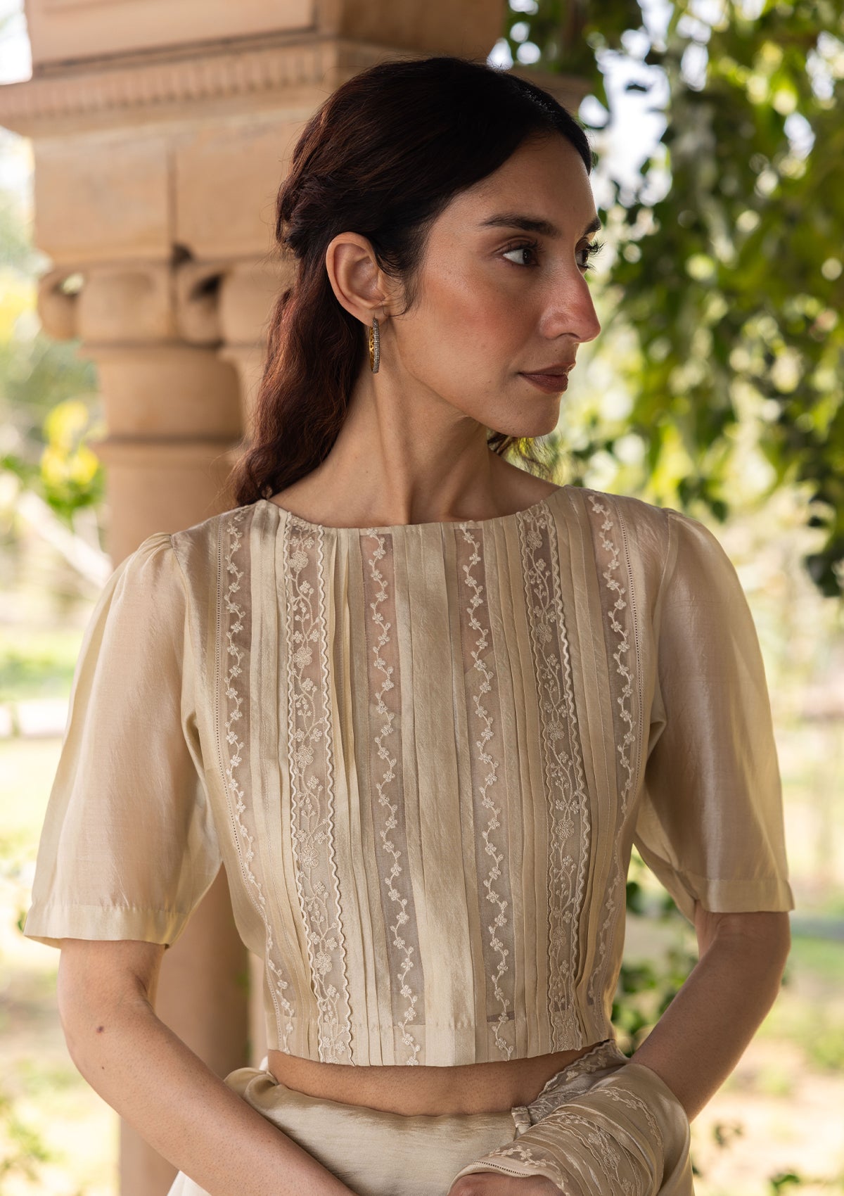 Whispering Ivy Beige Saree