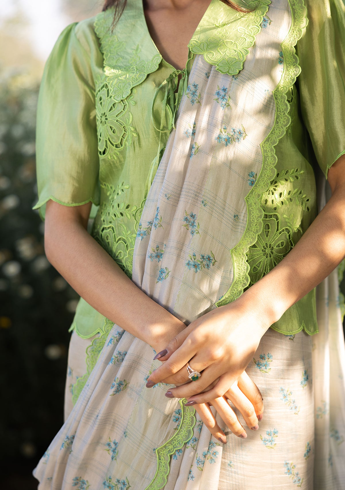 Wildflower Kiss Beige Saree