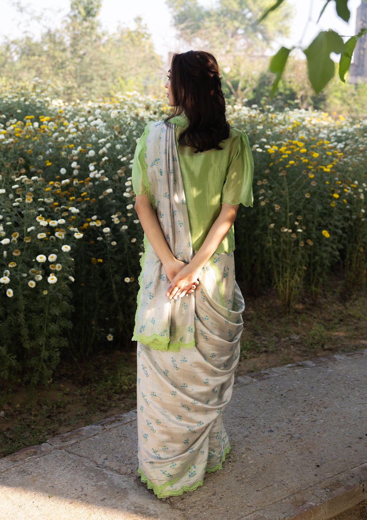 Wildflower Kiss Beige Saree