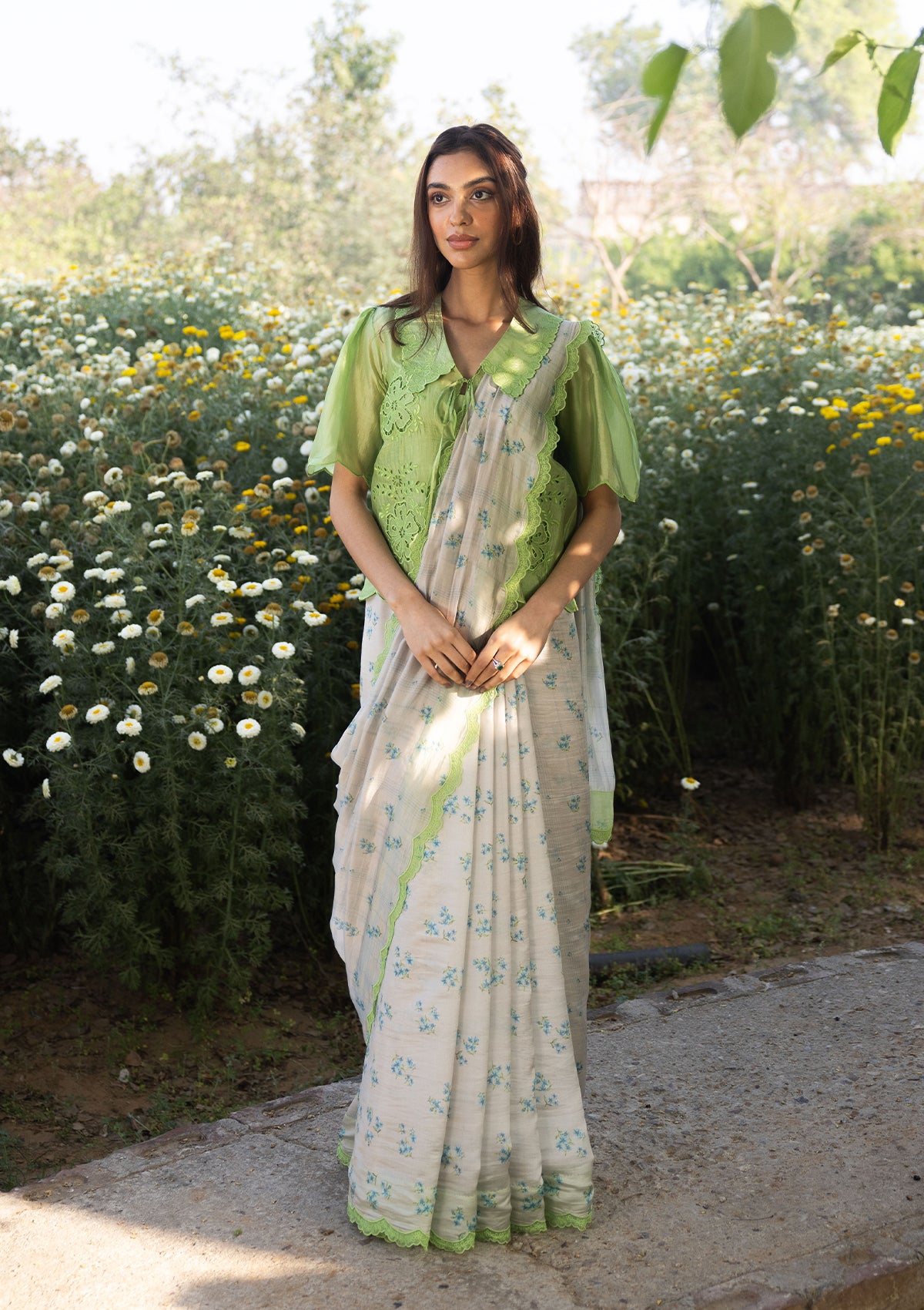 Wildflower Kiss Beige Saree