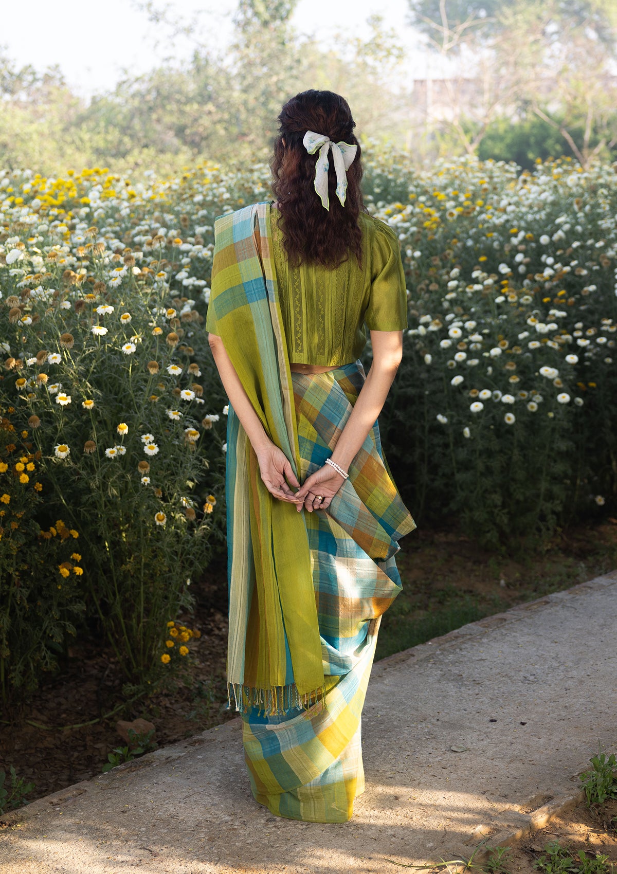 Entwined Checkered Saree