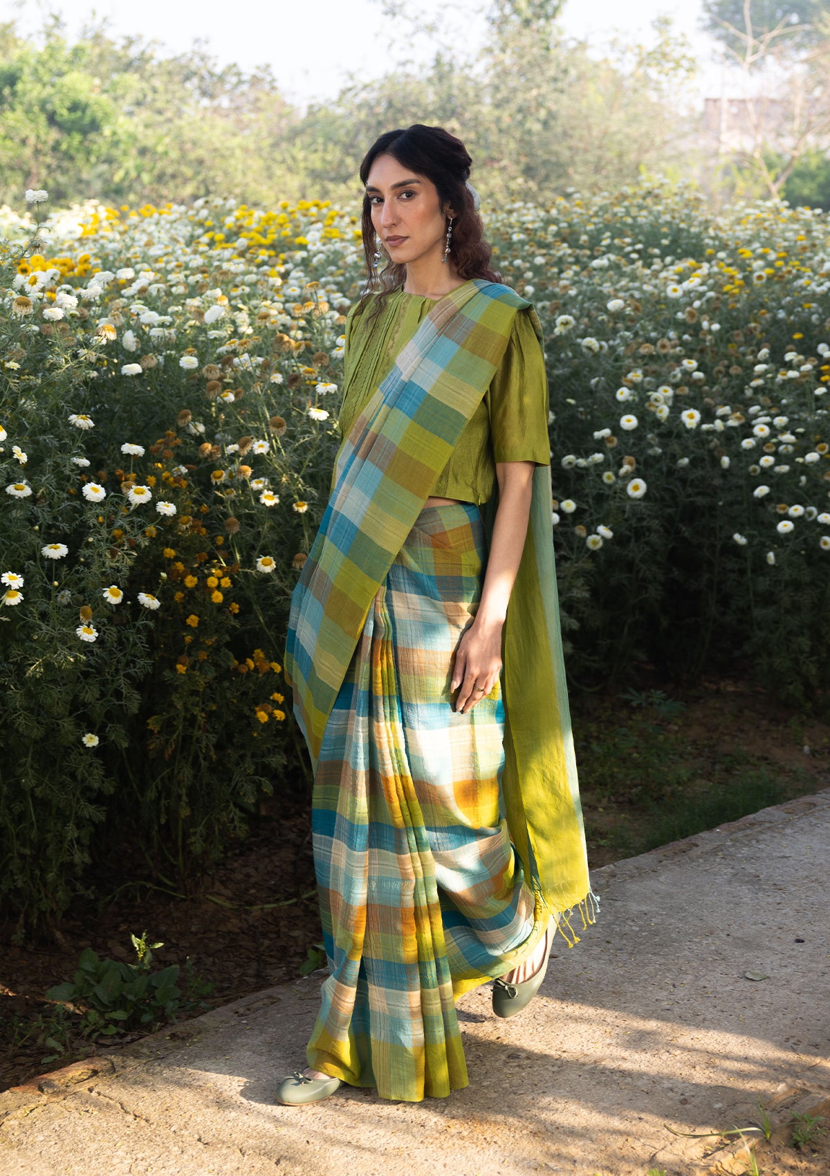 Entwined Checkered Saree